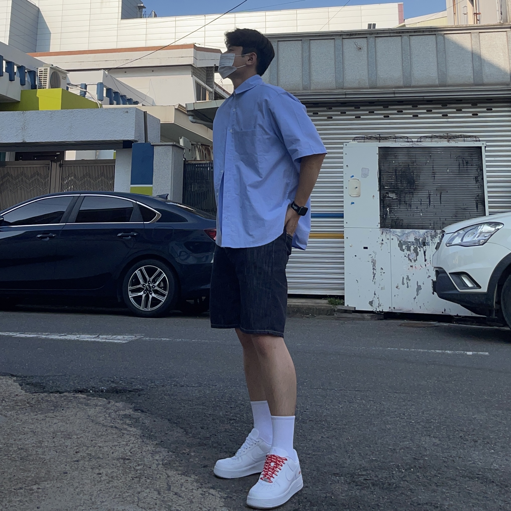 Nike x Supreme Air Force 1 Low White 착용 스타일