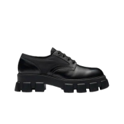 Prada Monolith Bushed Rois Leather & Nylon Lace-Up Shoes Black