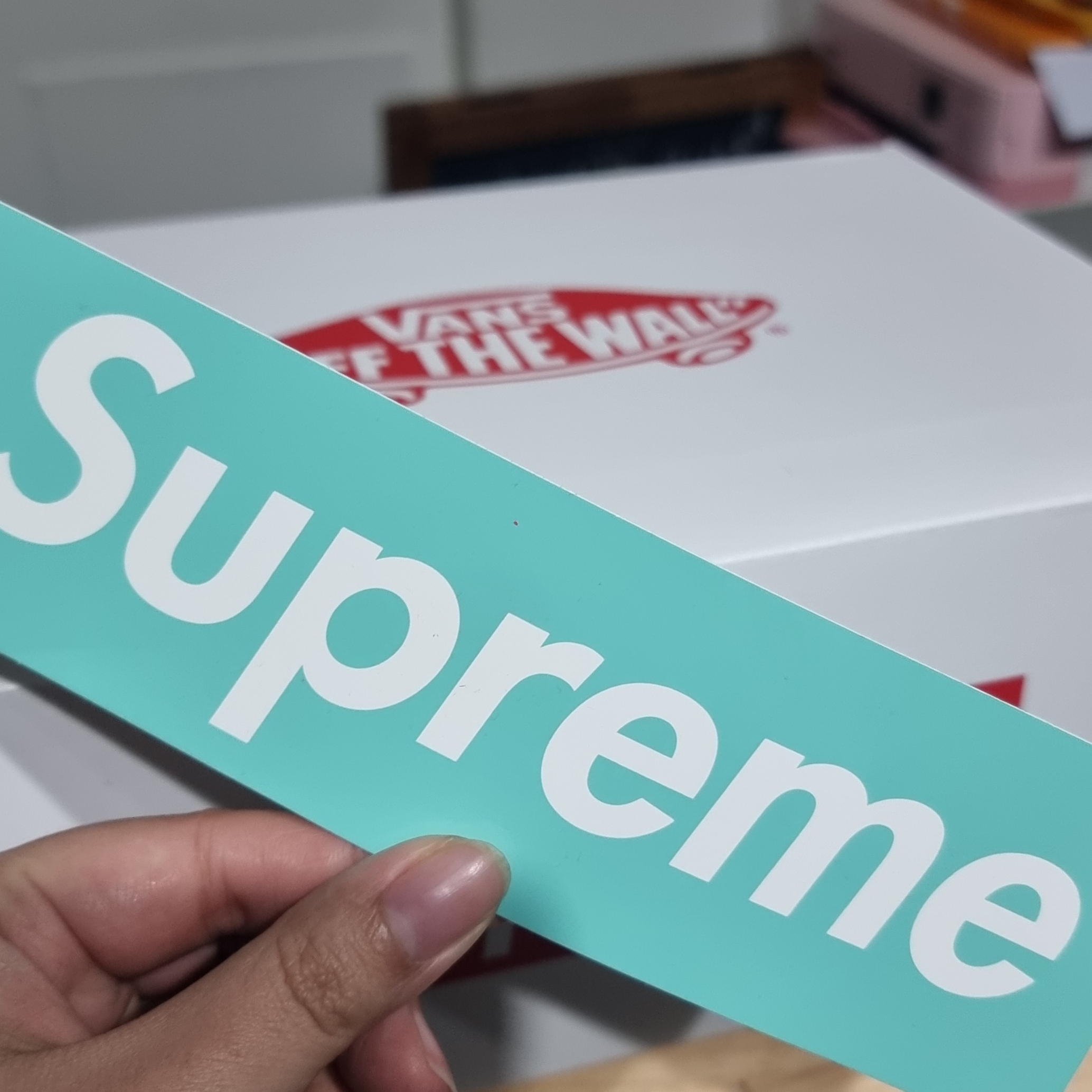 Vans x Supreme Skate Half Cab Tribal Light Blue 착용 스타일 - 3