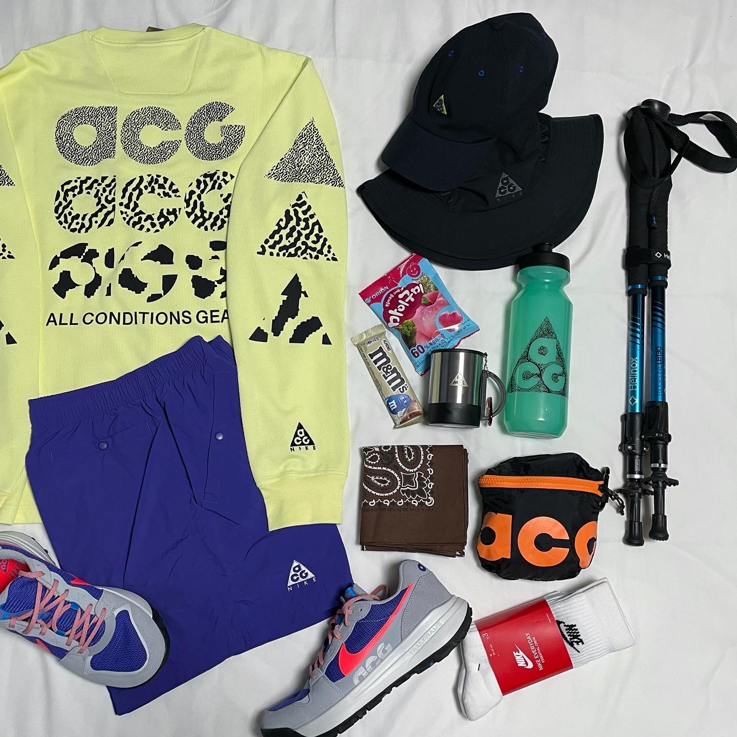 Nike NRG ACG Bucket Black Anthracite, Nike ACG GX LS Waffle Top Court Purple - Asia 착용 스타일 - 2