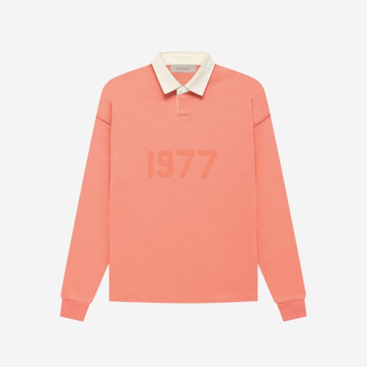 Essentials 1977 Henley Rugby Long Sleeve Polo Coral - 22FW