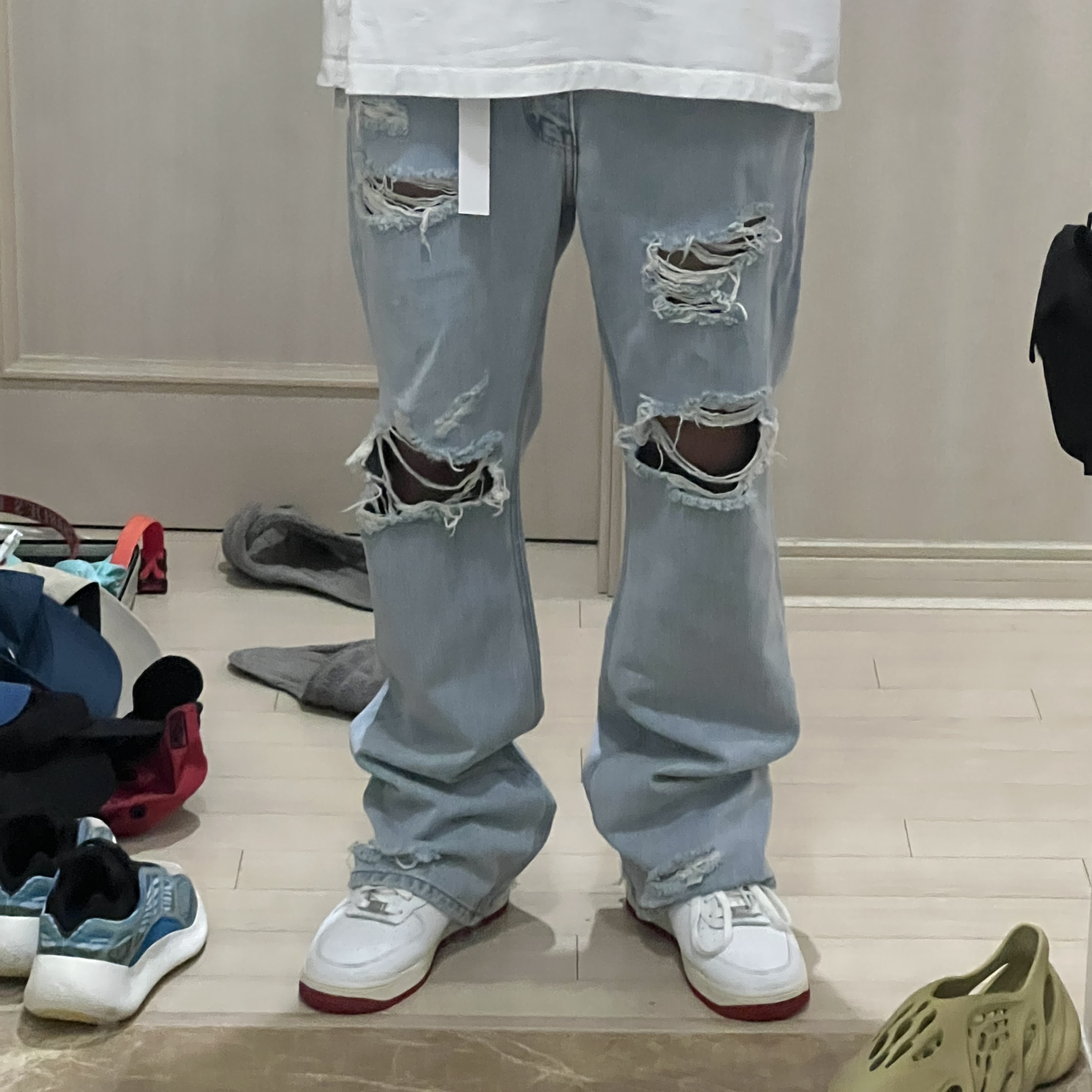 (W) Nike Air Force 1 High Sculpt Gym Red 착용 스타일