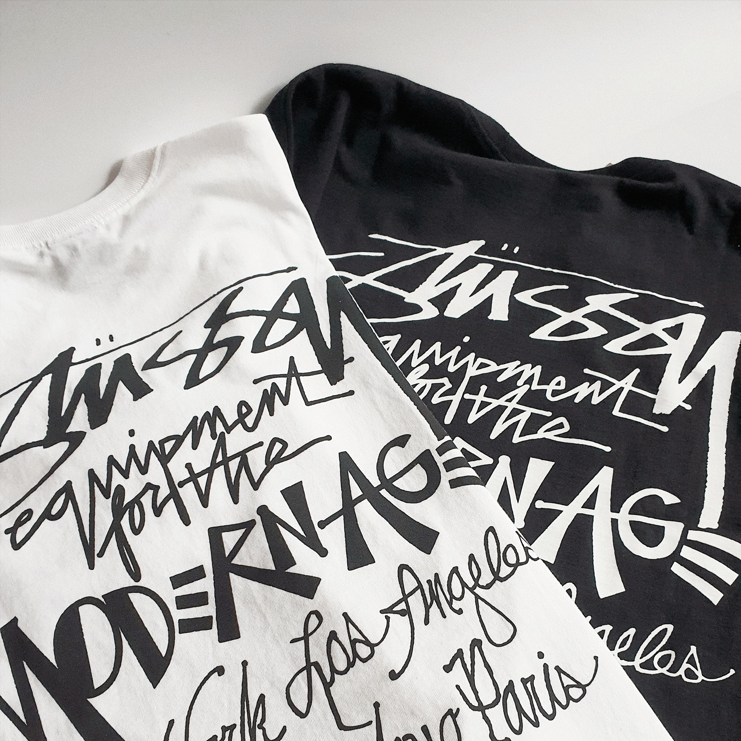 Stussy Modern Age T-Shirt White, Stussy Modern Age T-Shirt Black 착용 스타일