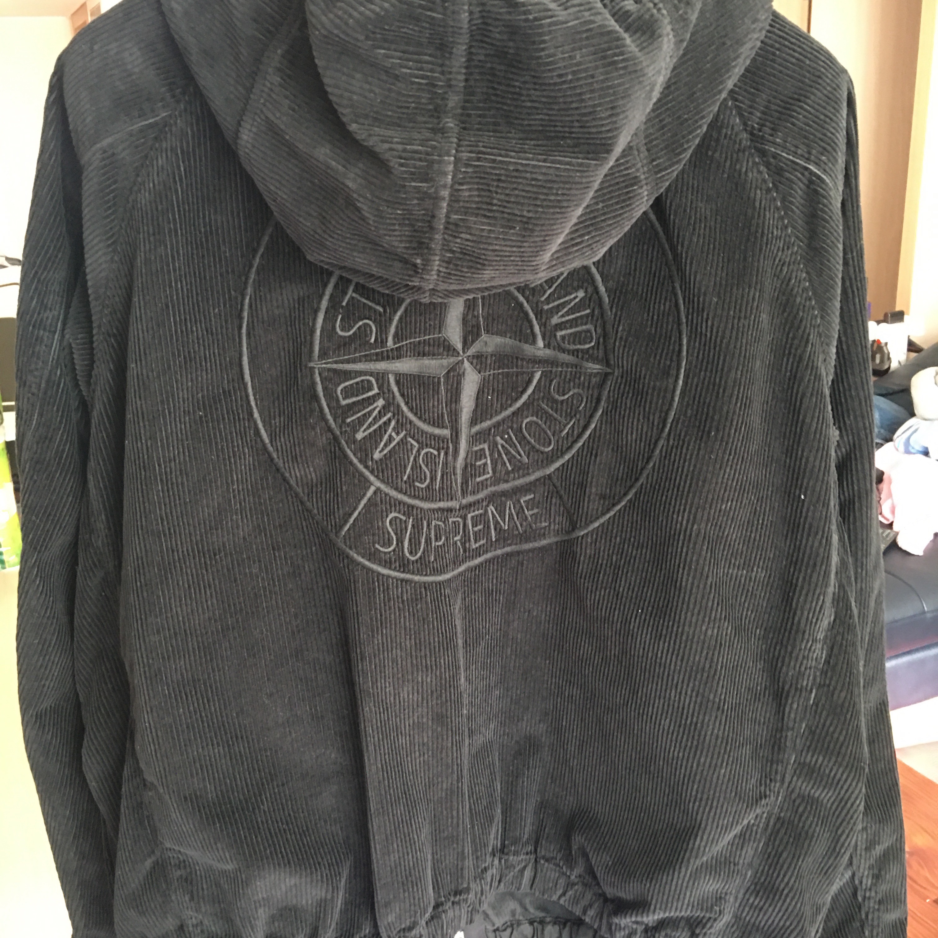 Supreme x Stone Island Corduroy Jacket Black - 20FW 착용 스타일 - 4