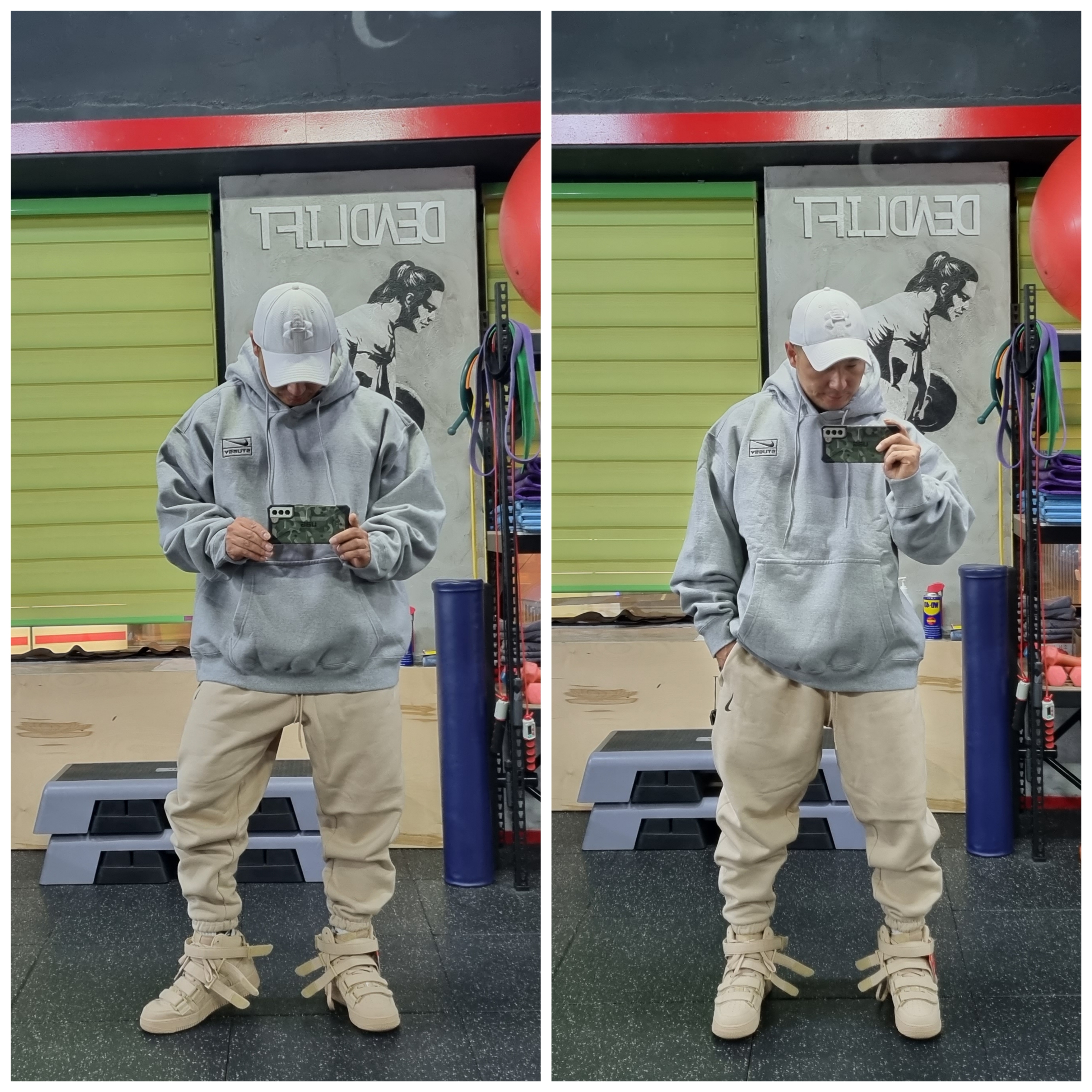 Nike x Stussy NRG RA Fleece Pants Dark Grey Heather (DJ9490-063), Nike x Billie Eilish NRG Fleece Pants Mushroom - Asia 착용 스타일 - 5
