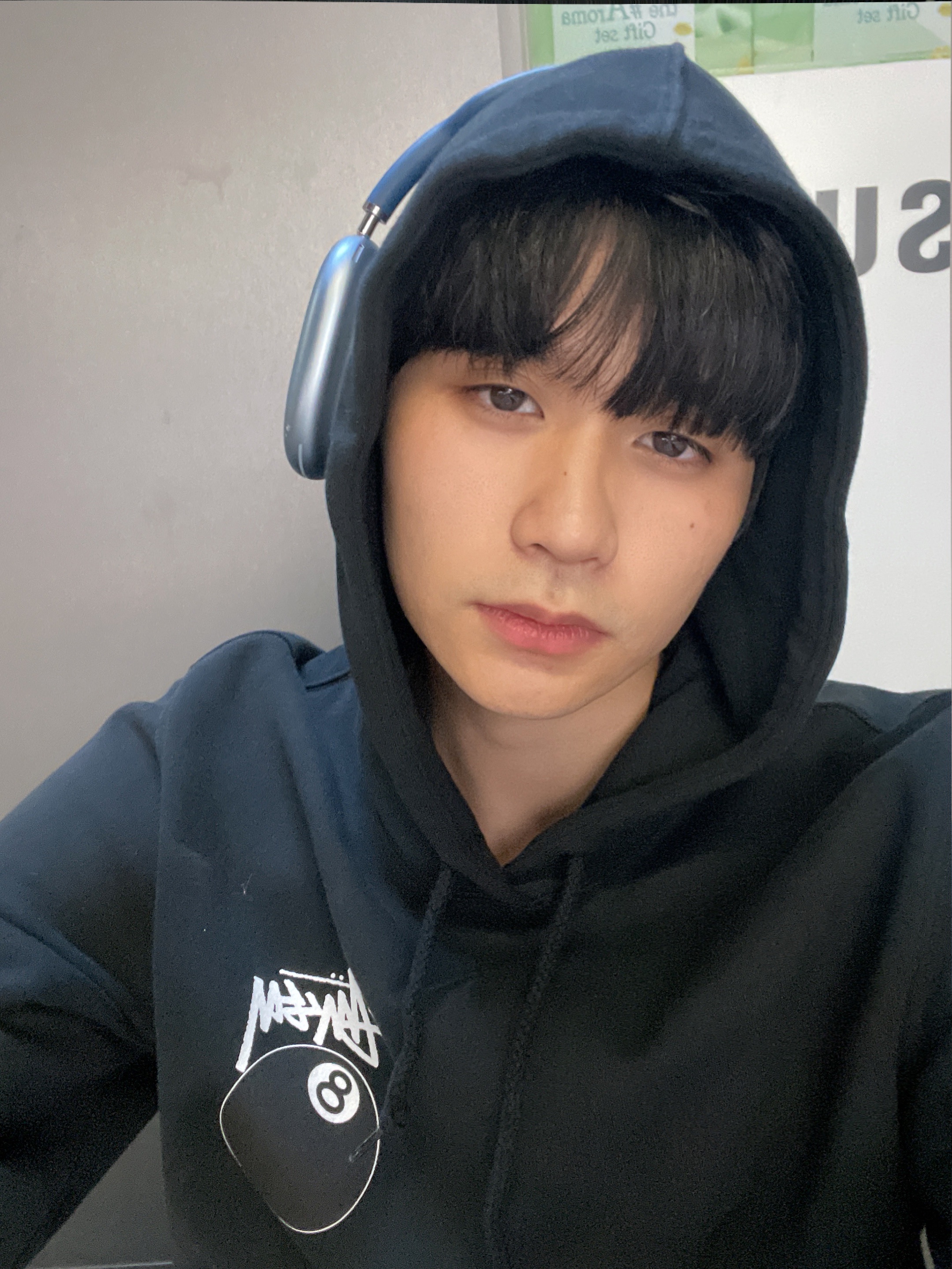 Apple AirPods Max Lightning Sky Blue (Korean Ver.), Stussy 8 Ball Hoodie Black - 21FW 착용 스타일