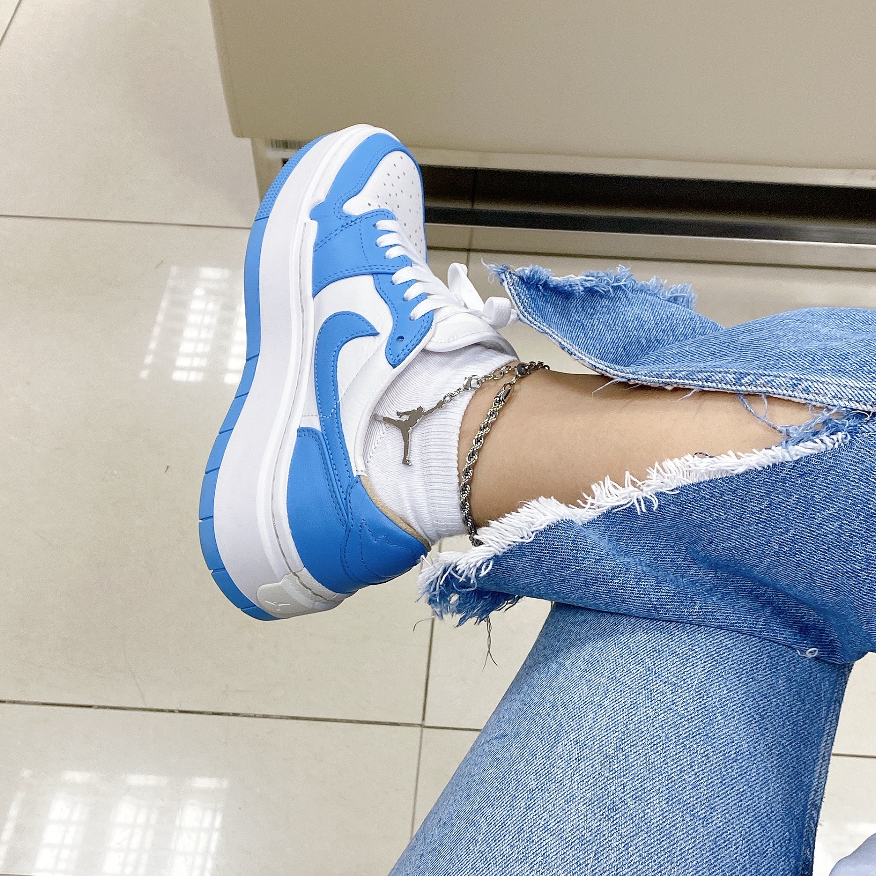 (W) Jordan 1 Elevate Low SE University Blue 착용 스타일