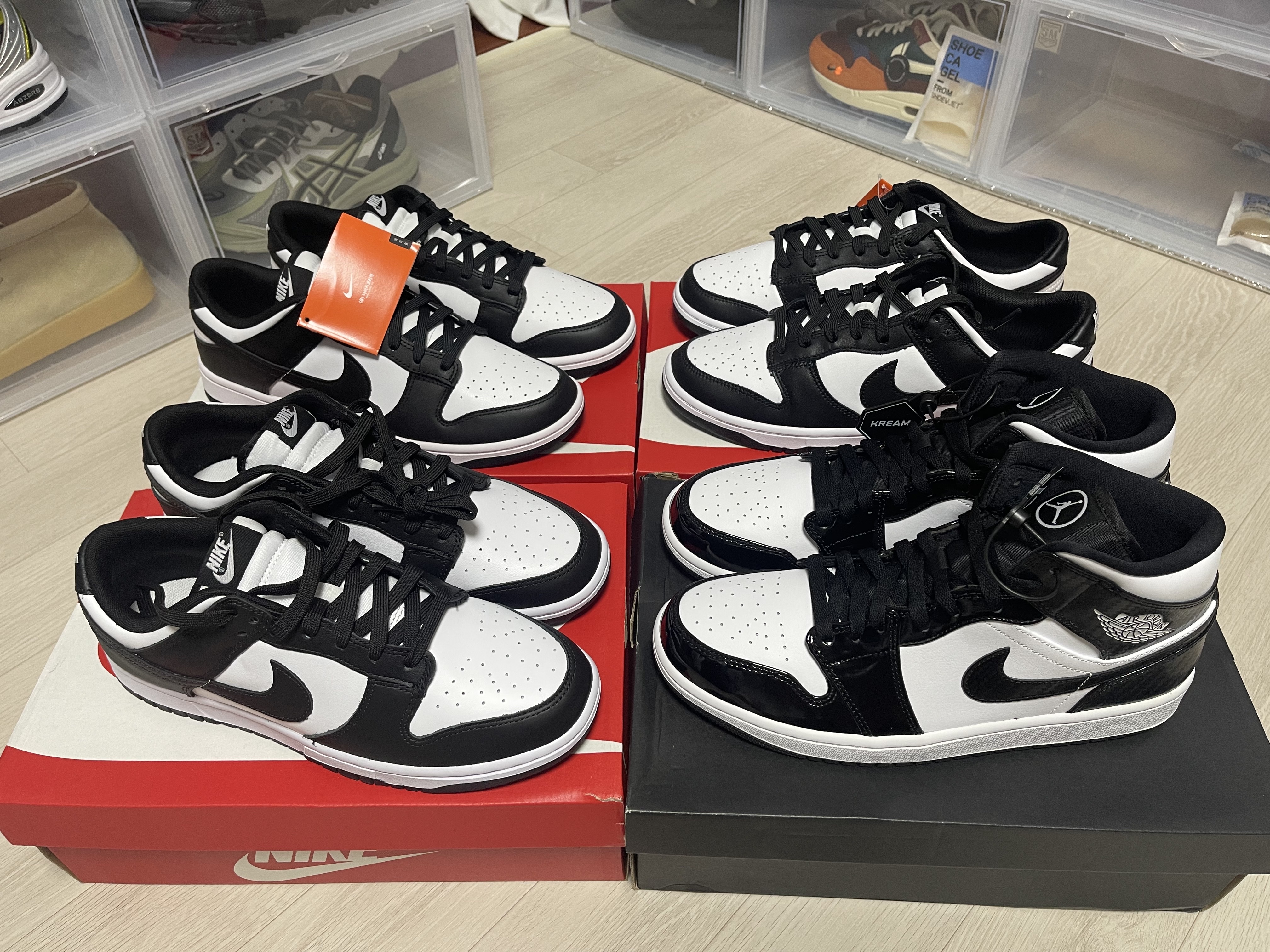 Nike Dunk Low Retro Black, (GS) Jordan 1 Mid SE ASW Black 착용 스타일