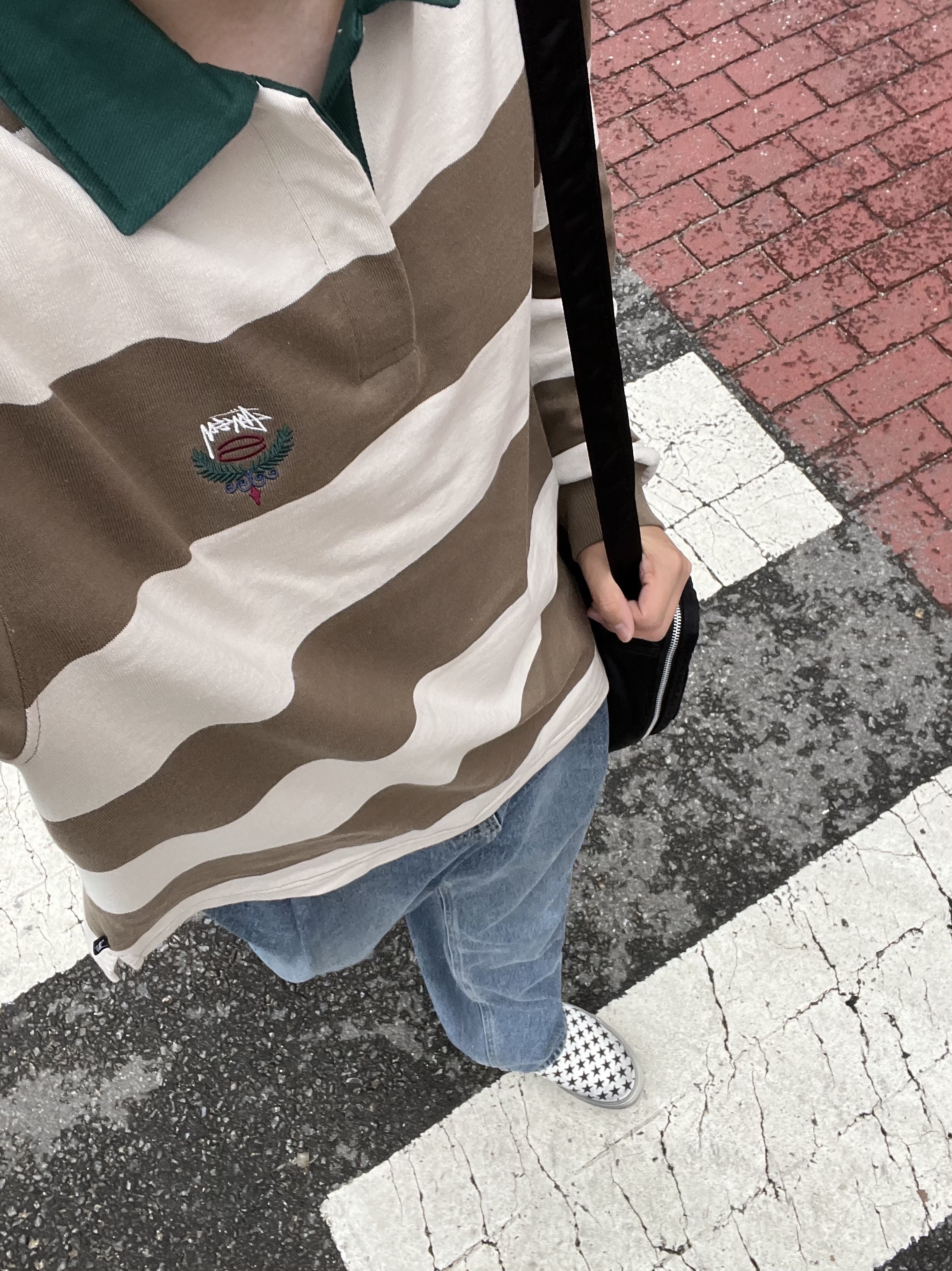 Porter Tanker Shoulder Bag S Black, Stussy Big Stripe Rugby Natural 착용 스타일 - 2