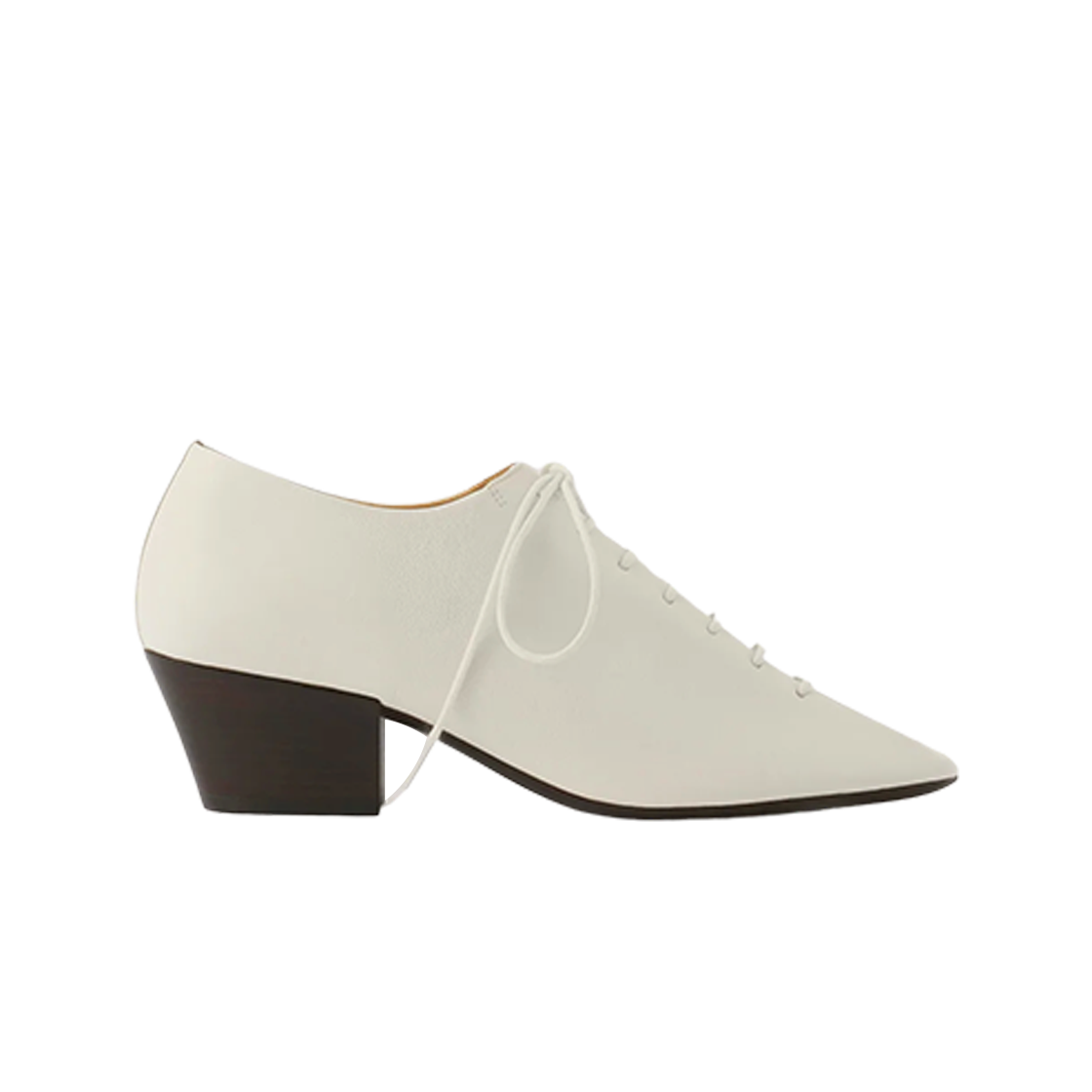 (W) 르메르 힐 더비 사틴 나파 레더 화이트((W) Lemaire Heeled Derbies Satin Nappa Leather White) - 1