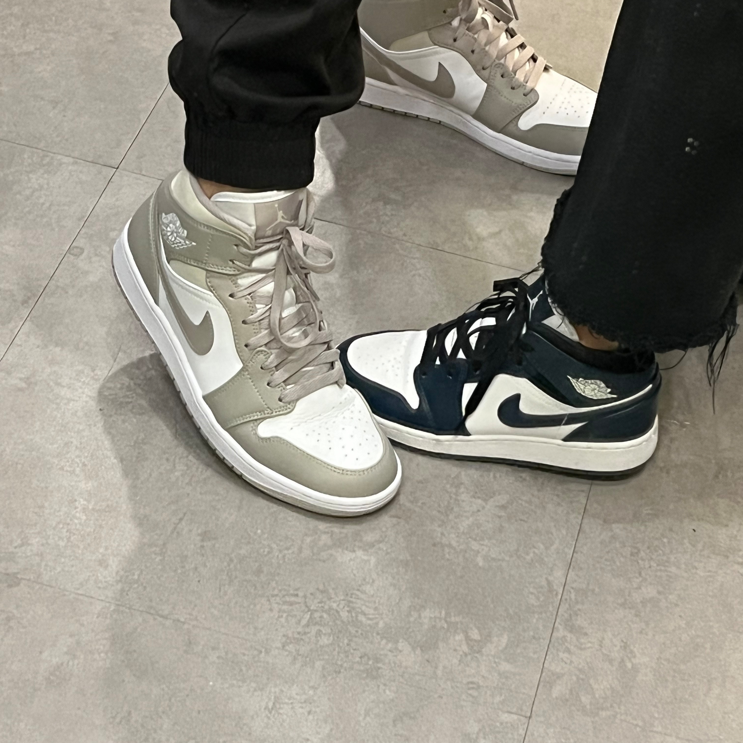 (GS) Jordan 1 Mid Dark Teal, Jordan 1 Mid College Grey 착용 스타일