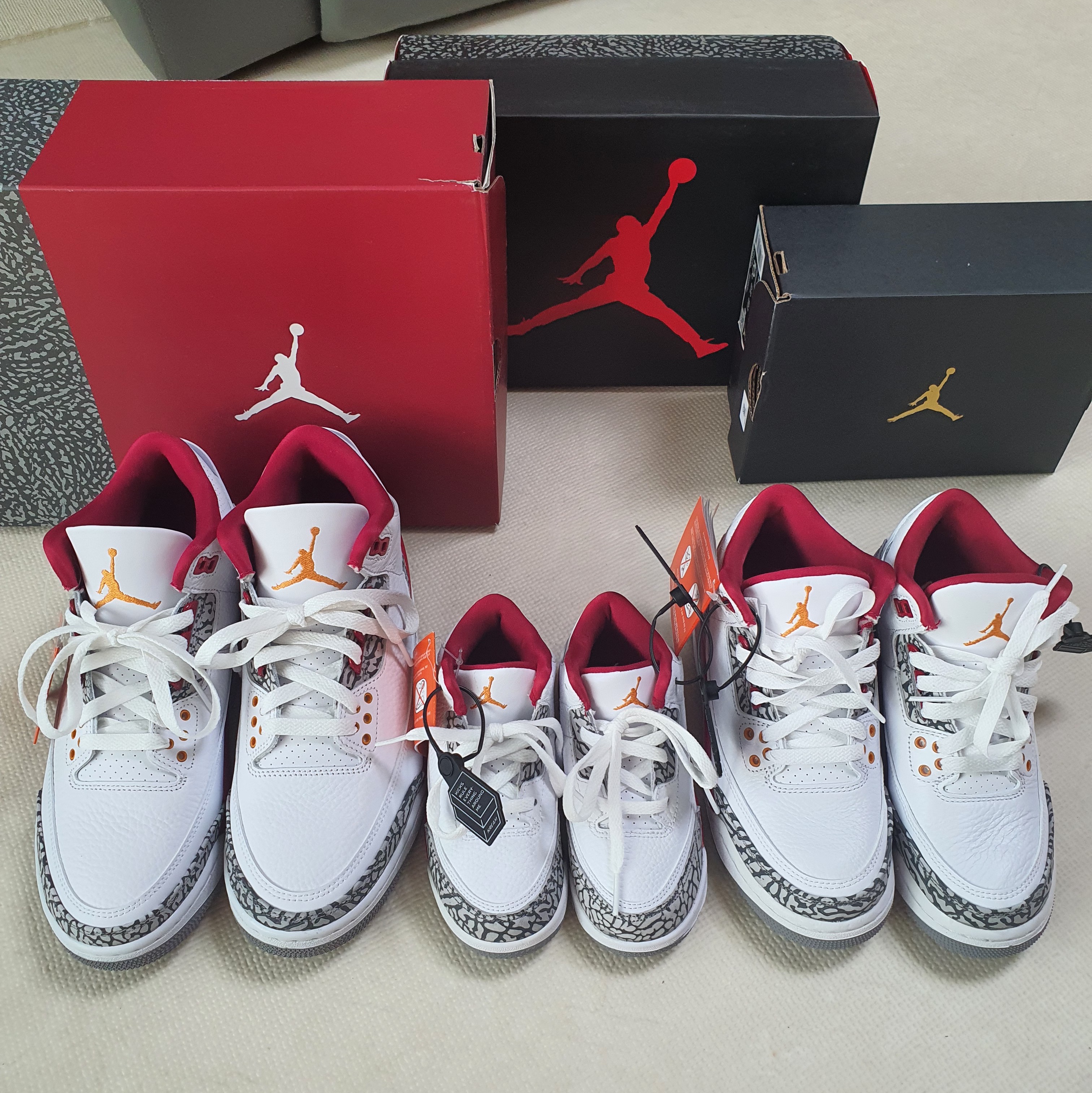 Jordan 3 Retro Cardinal Red, (GS) Jordan 3 Retro Cardinal Red 착용 스타일 - 2