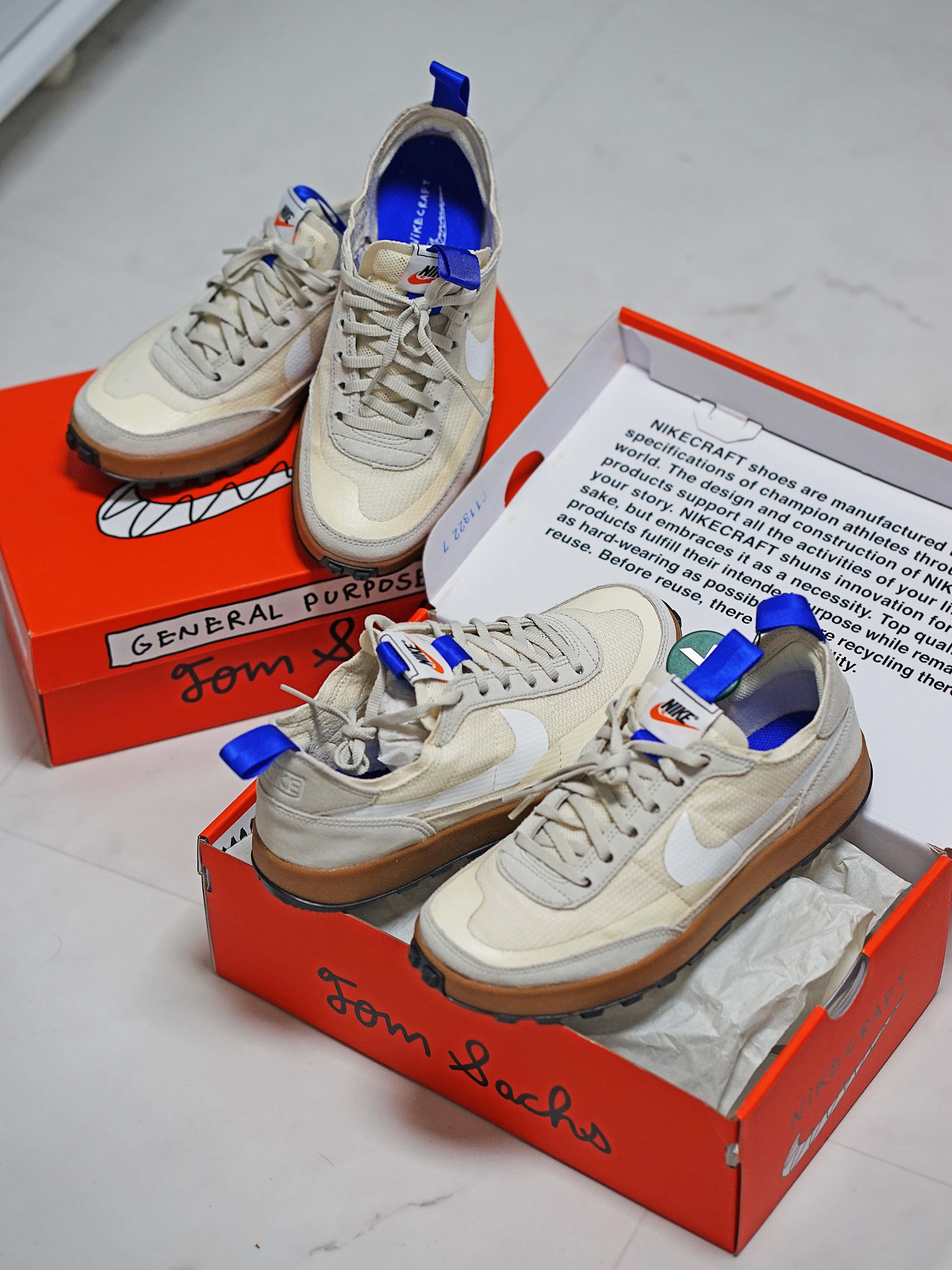 Nike x Tom Sachs General Purpose Shoe Light Cream, Nike x Stussy NRG Crew Socks White Black 착용 스타일 - 5