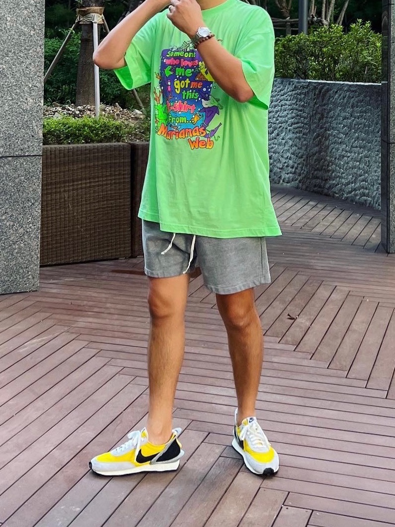 Nike x Undercover Daybreak Bright Citron 착용 스타일 - 2