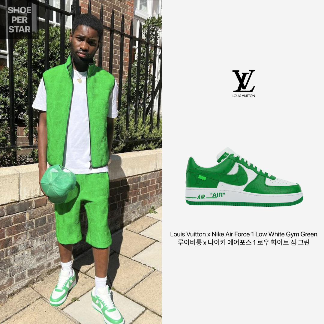 Louis Vuitton x Nike Air Force 1 Low by Virgil Abloh White Gym Green 착용 스타일 - 1