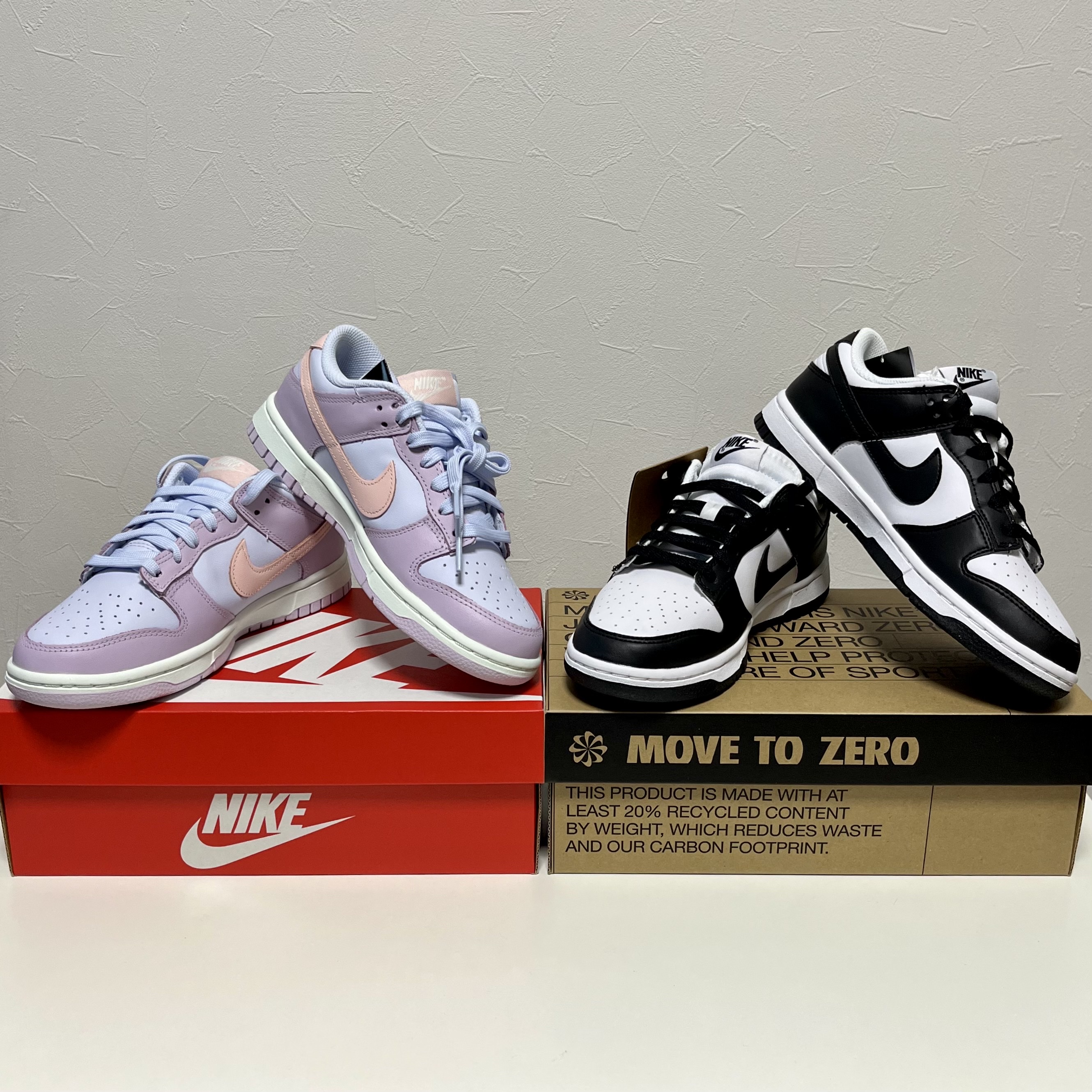 (W) Nike Dunk Low Atmosphere Pink, (W) Nike Dunk Low Next Nature Black 착용 스타일