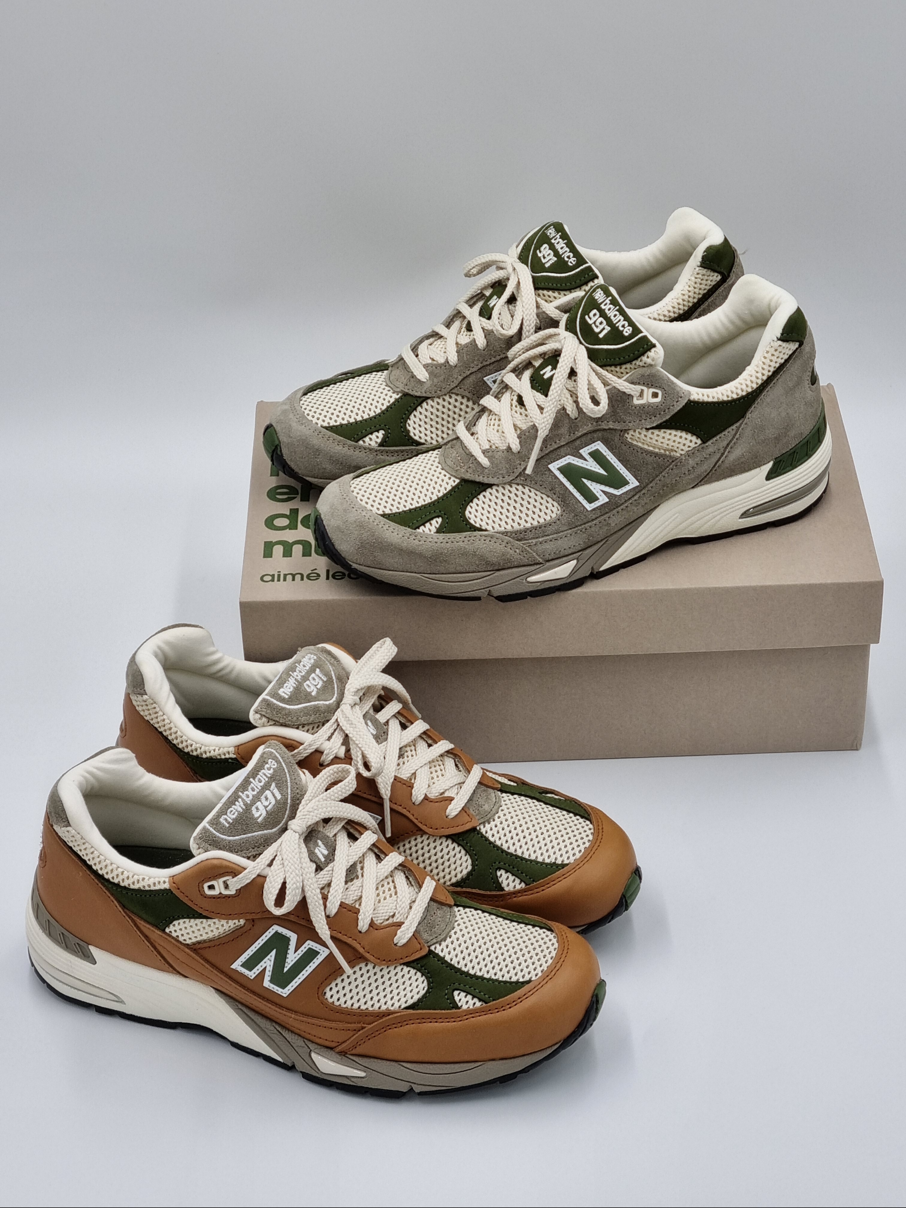 New Balance x Aime Leon Dore 991 Made in UK Grey, New Balance x Aime Leon Dore 991 Made in UK Tan 착용 스타일
