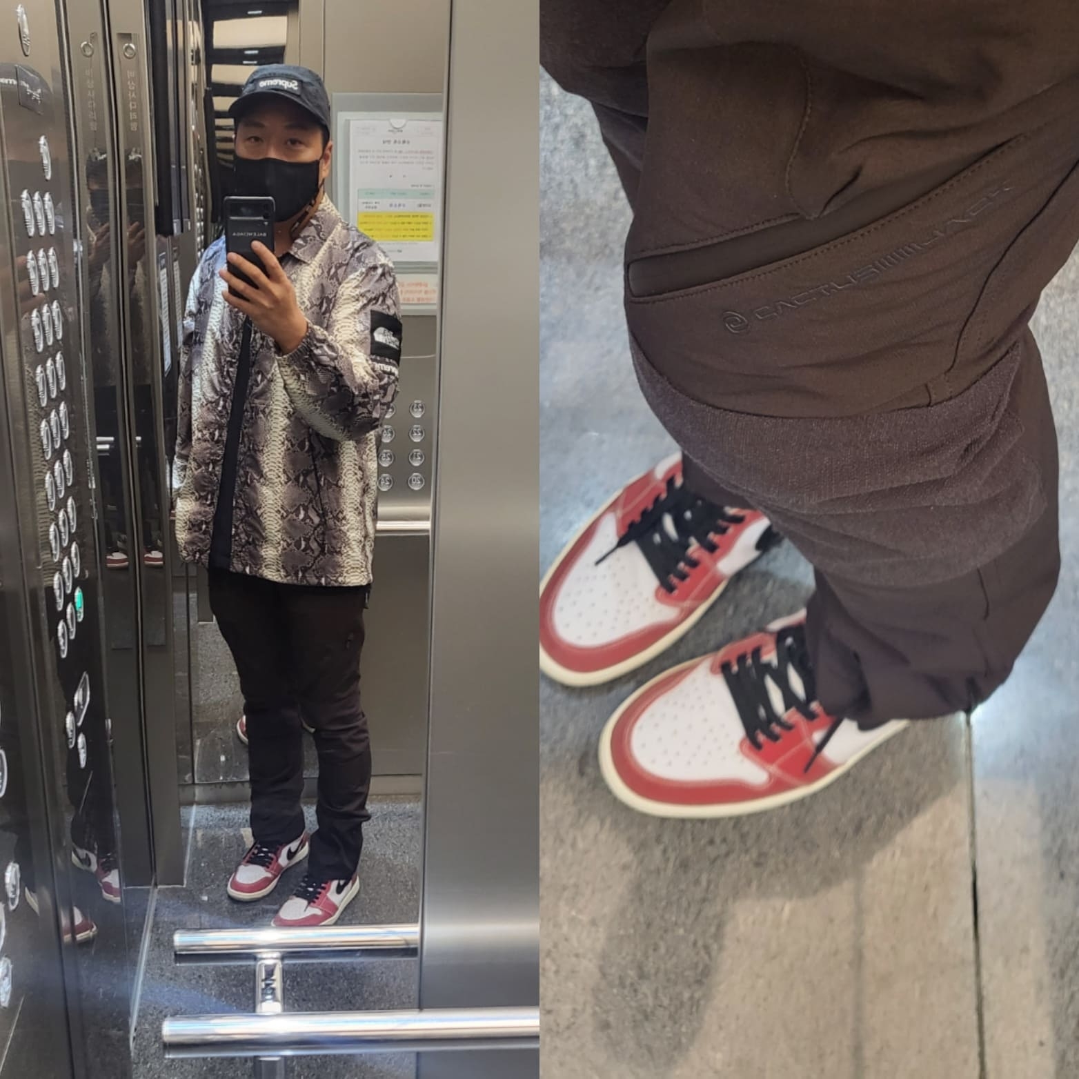 Supreme x The North Face Snakeskin Taped Seam Coaches Jacket Black - 18SS, Jordan 1 x Trophy Room Retro High OG SP Chicago 착용 스타일