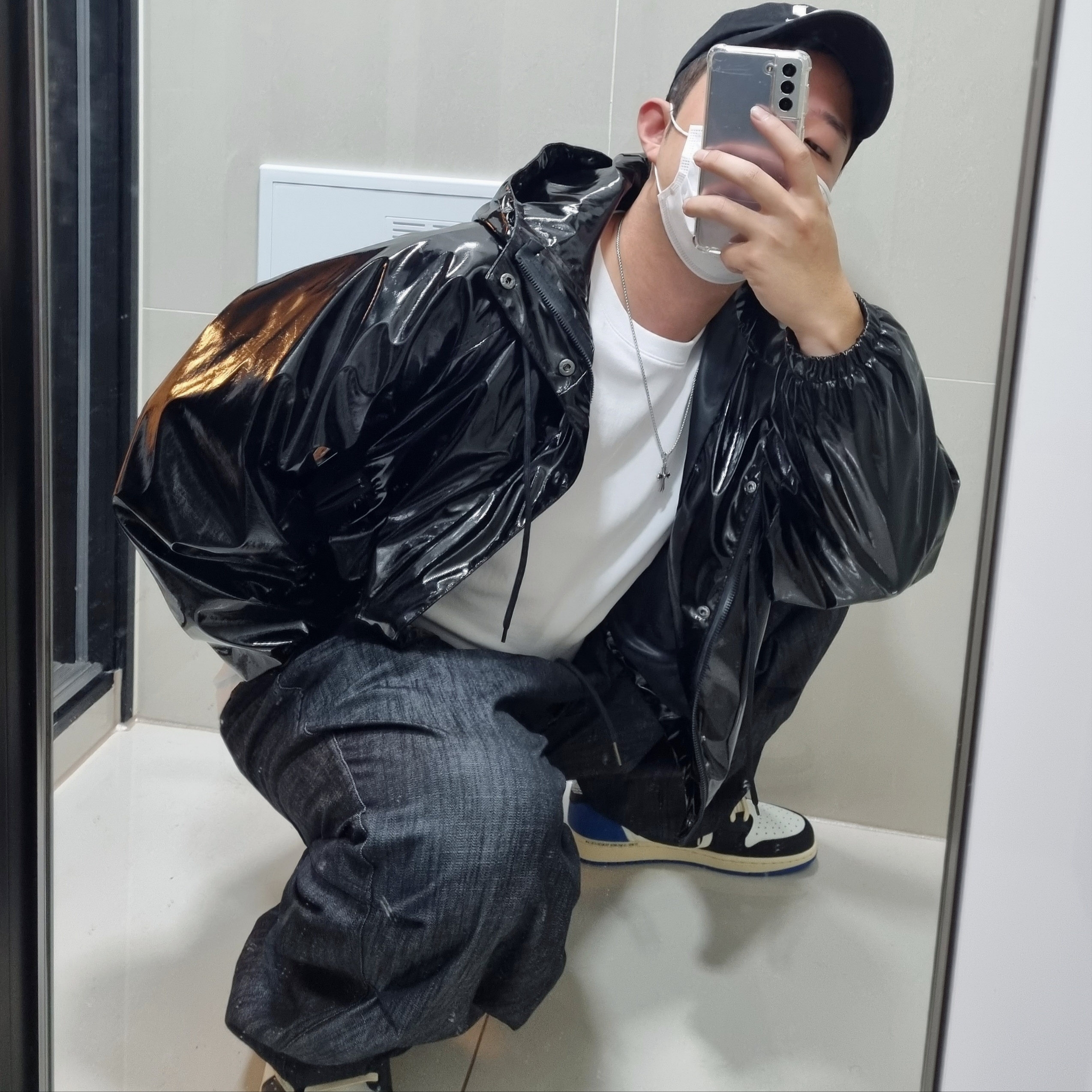 Jordan 1 x Travis Scott x Fragment Retro Low OG SP Military Blue 착용 스타일