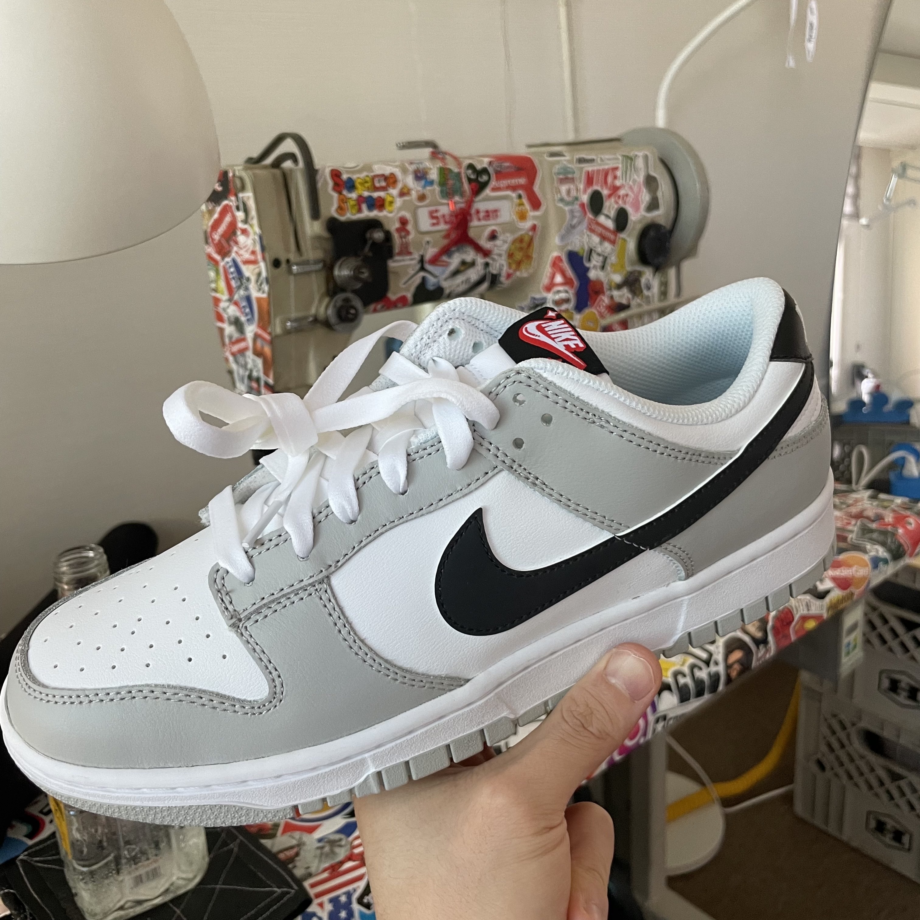 Nike Dunk Low Retro SE Jackpot Grey Fog 착용 스타일 - 1
