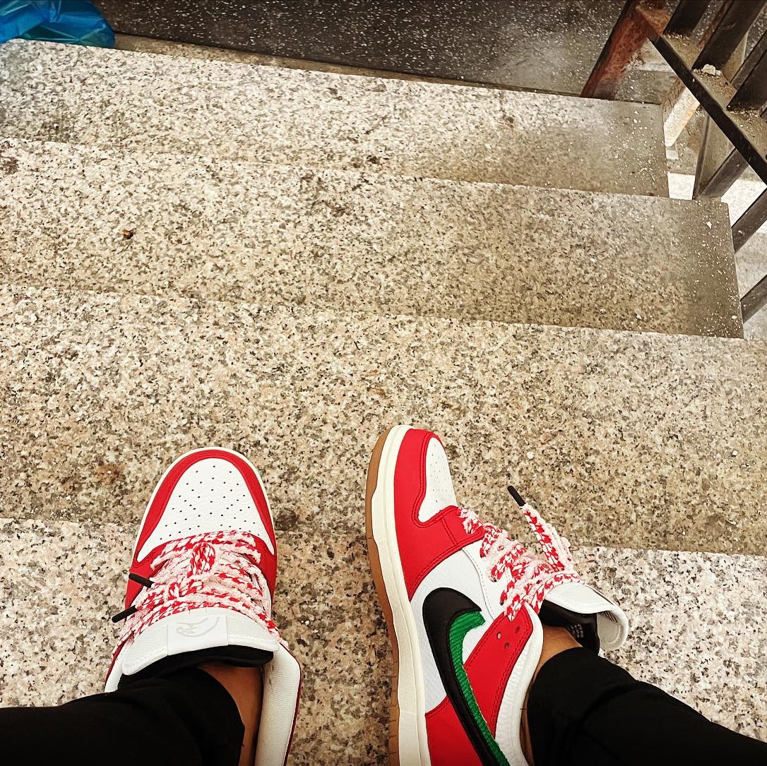 Nike x Frame Skate SB Dunk Low Pro Habibi 착용 스타일 - 3