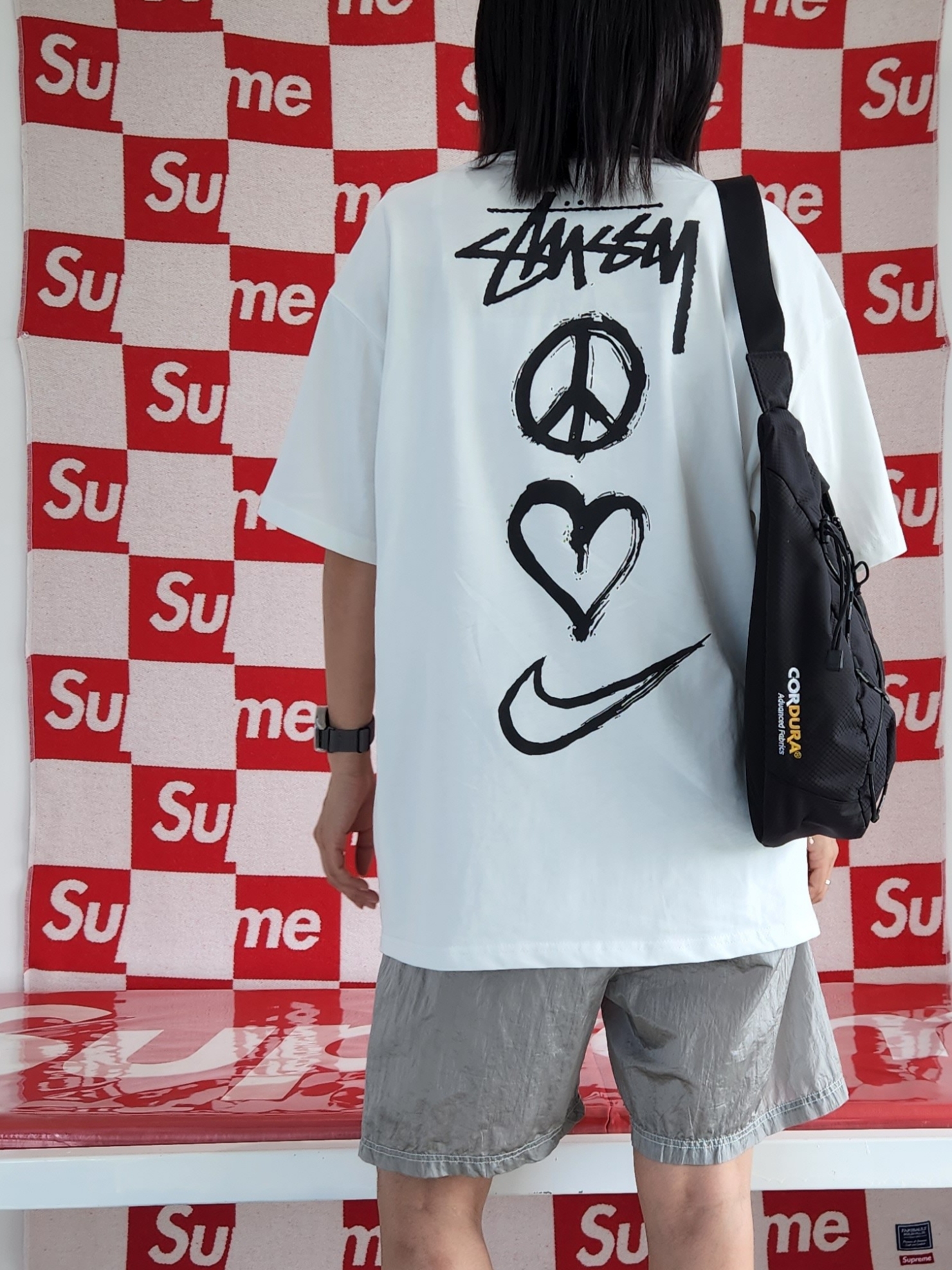Nike x Stussy NRG RA T-Shirt Summit White (DM4942-121), Nike x Stussy NRG RA T-Shirt Summit White (DM4943-121) 착용 스타일 - 4