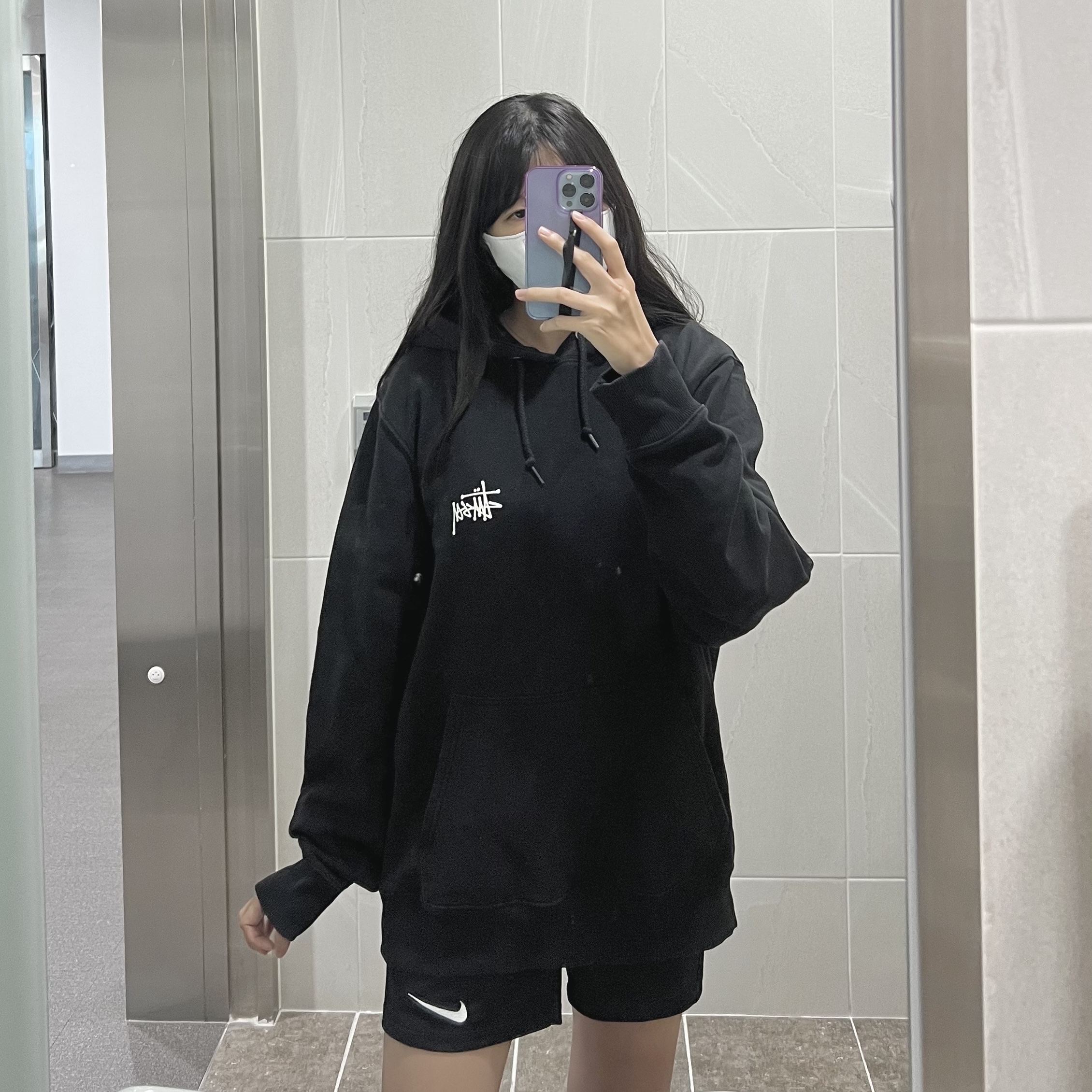 Stussy Basic Stussy Hoodie Black 2021 착용 스타일