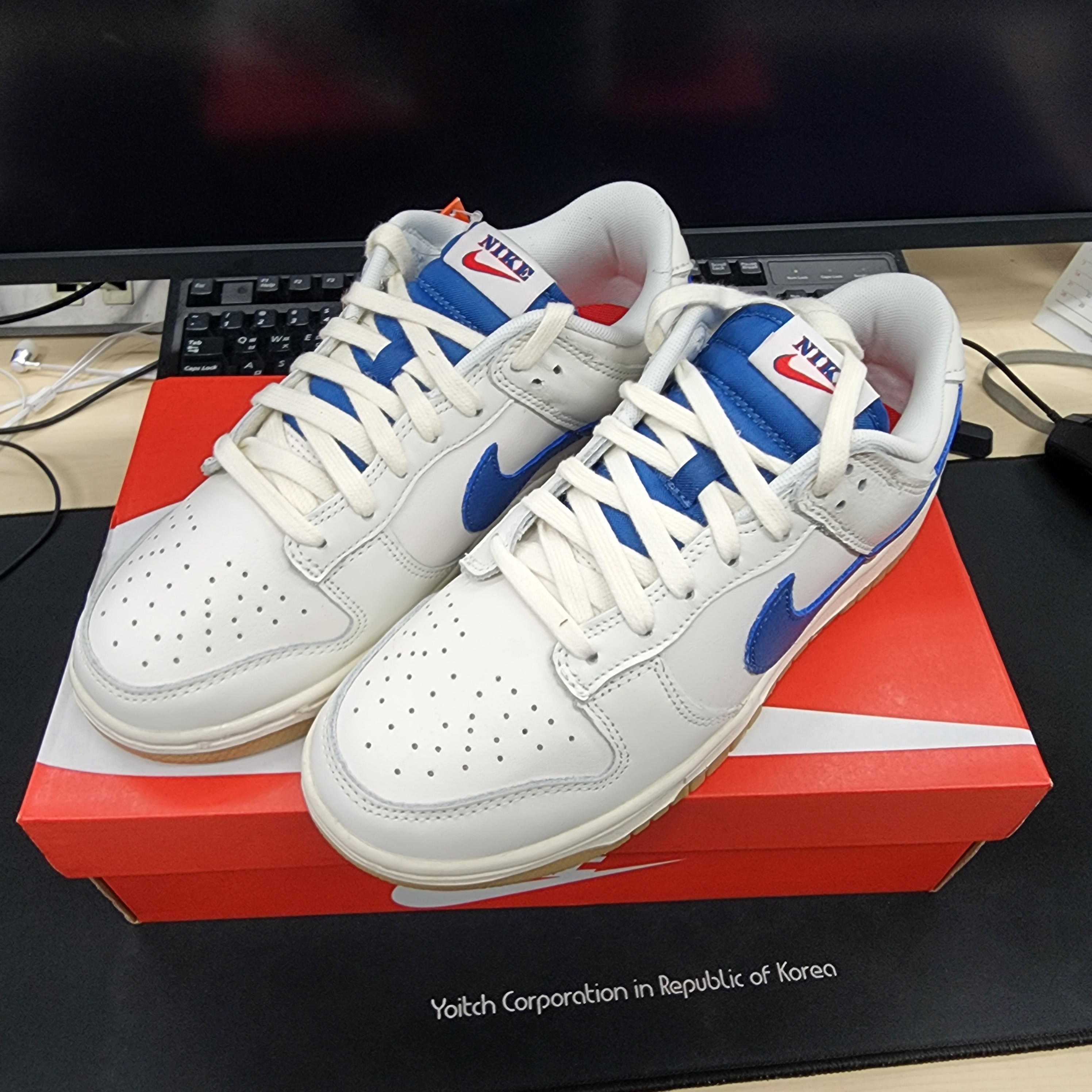 Nike Dunk Low SE Sail Dark Marina Blue 착용 스타일
