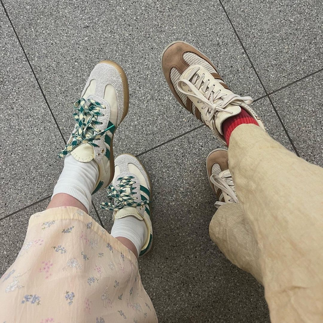 Adidas x Wales Bonner Samba Cream Green, Adidas x Wales Bonner Samba Cream White 착용 스타일