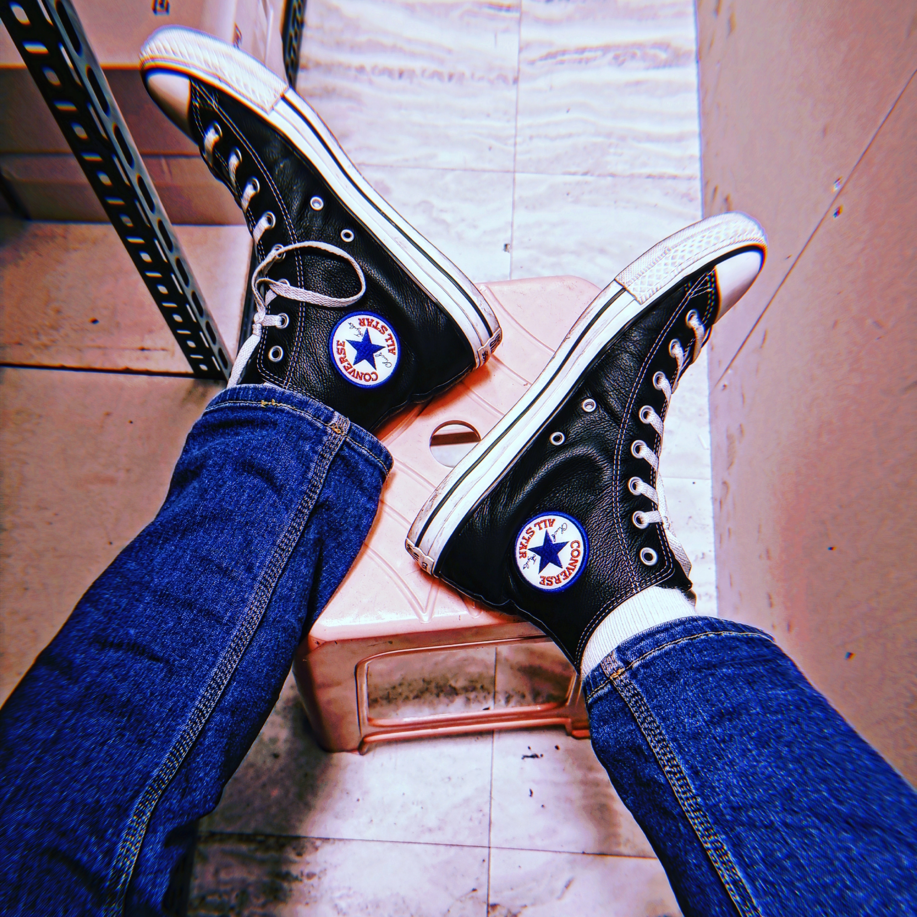 Converse Leather I-Robot Chuck Taylor All Star Hi Black 착용 스타일