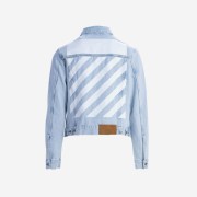Off-White Diagonal Tab Slim Denim Jacket Bleach Blue White