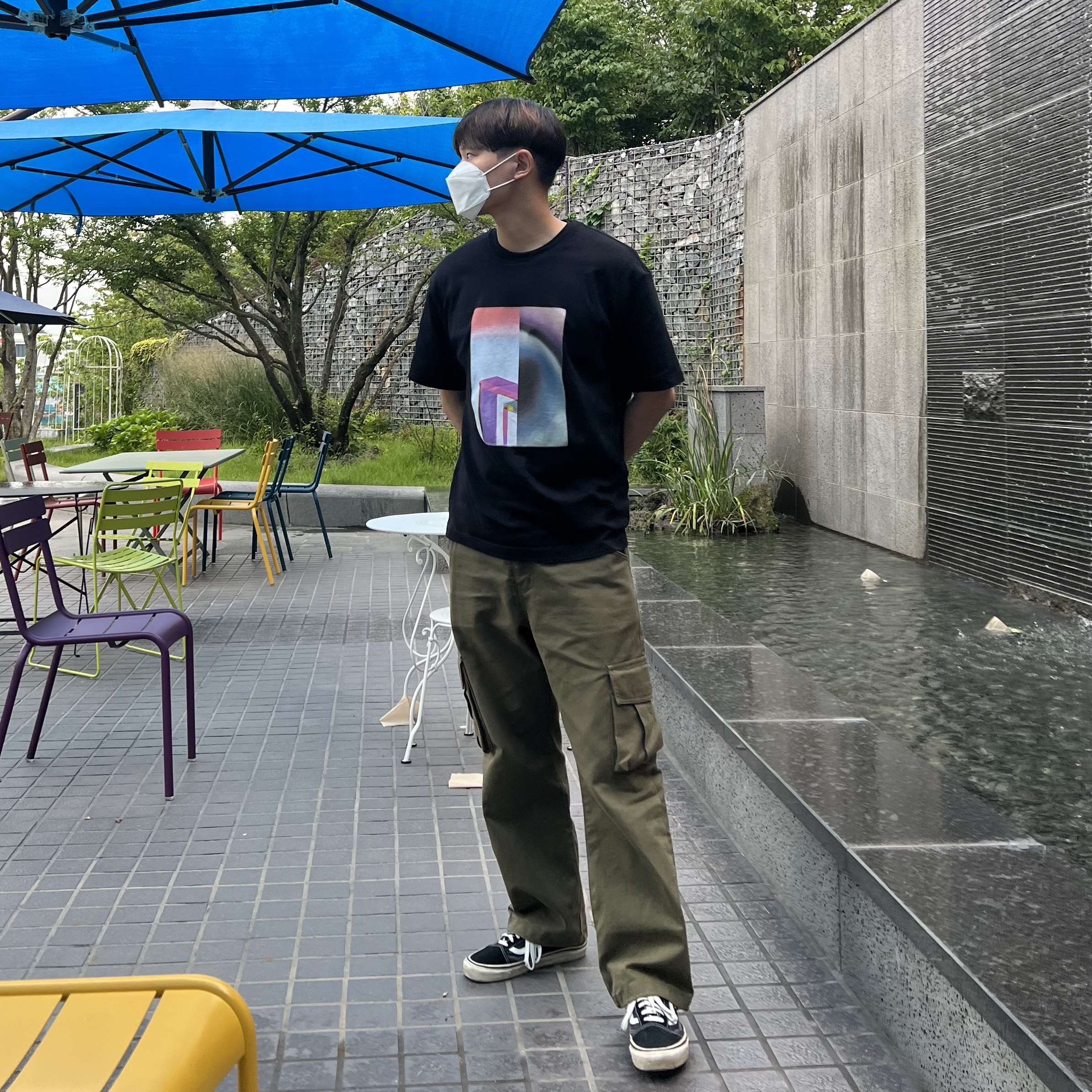 Vans Old Skool 36 DX Anaheim Factory Black White, Apple Watch SE 44mm GPS Space Gray Aluminum Case with Sport Band Midnight (Korean Ver.) 착용 스타일 - 2