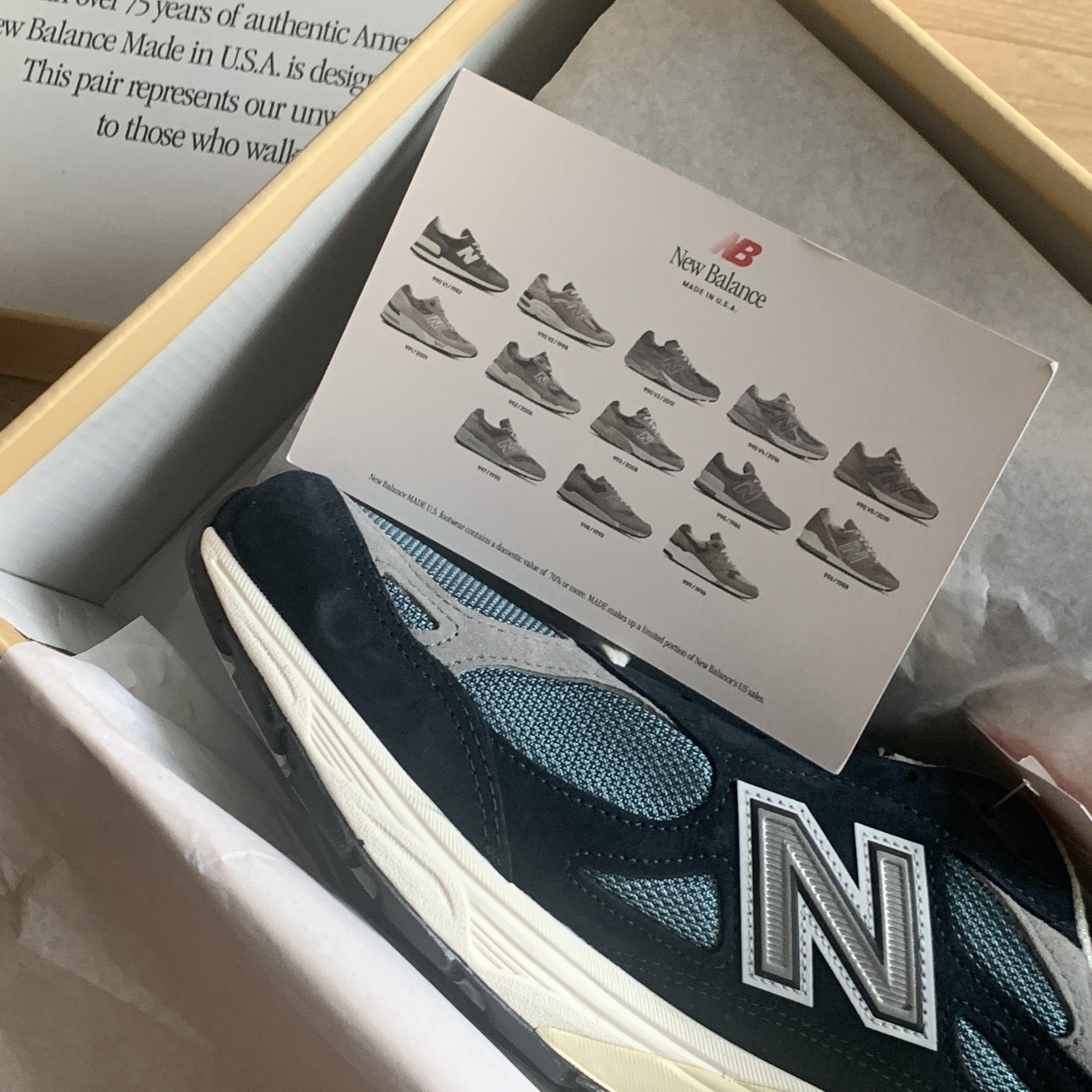New Balance 990v3 Made in USA Navy Spring Tide 착용 스타일