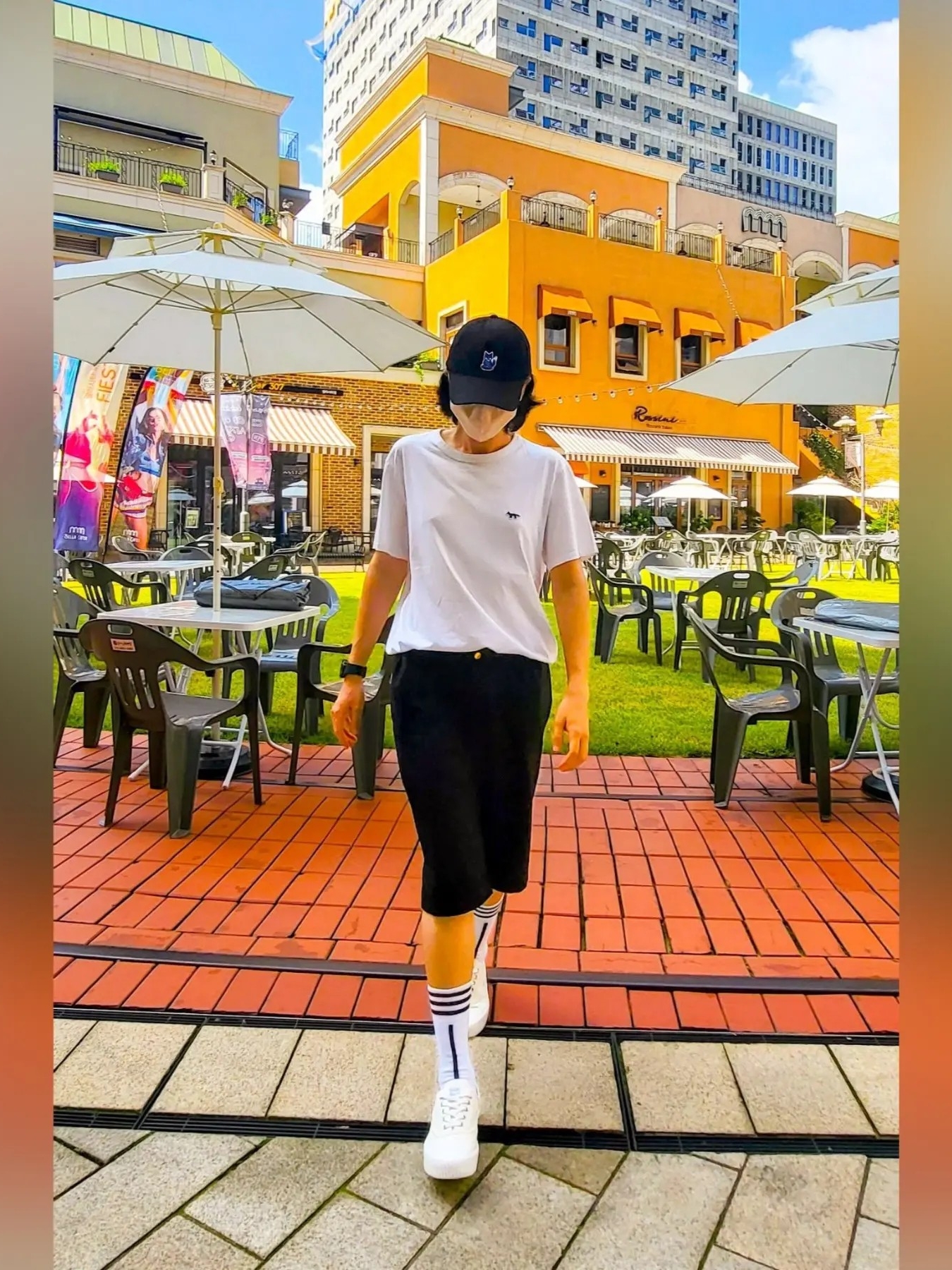 Maison Kitsune x Ader Error Meditation Fox Cap Black 착용 스타일 - 1