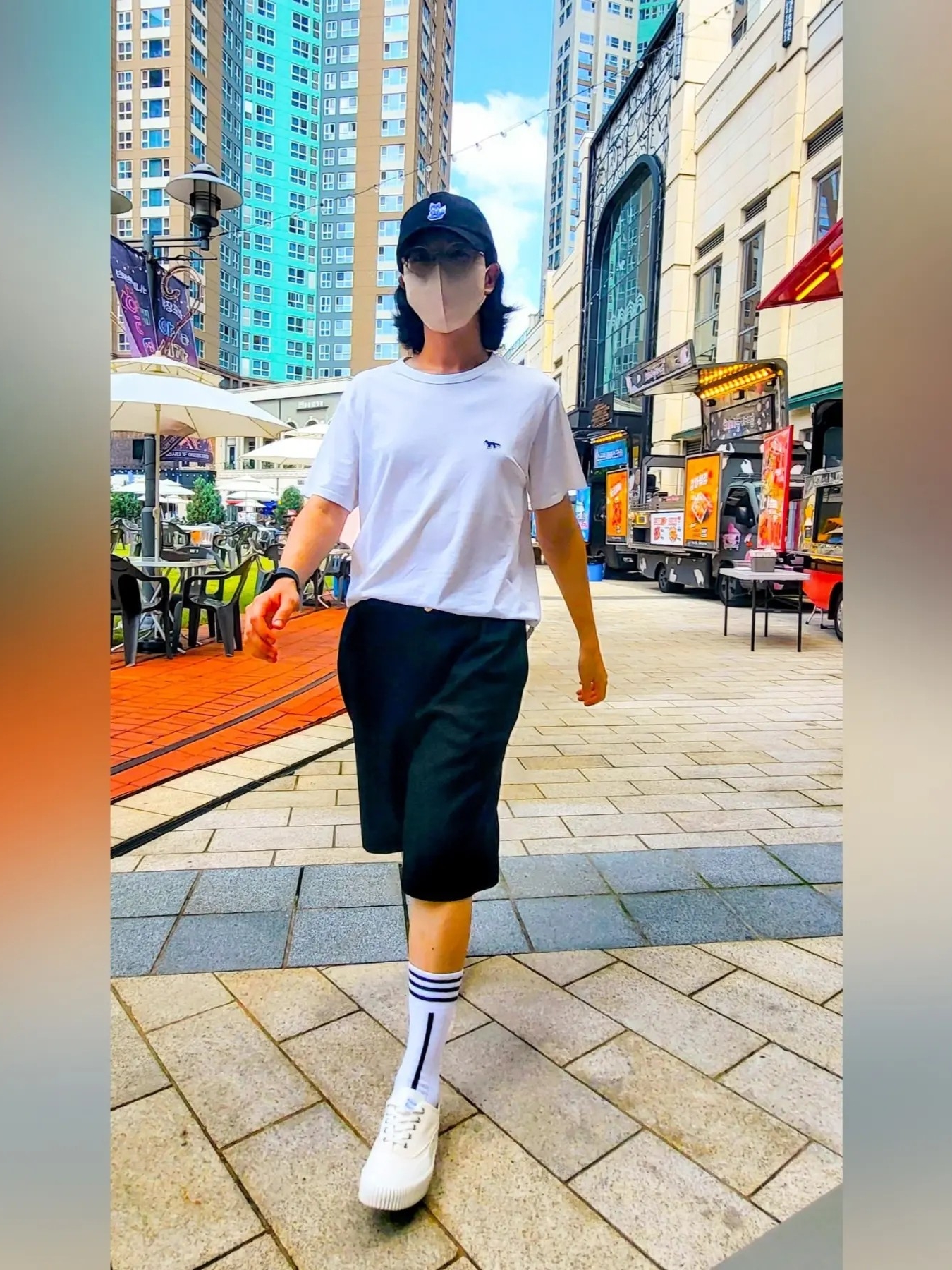 Maison Kitsune x Ader Error Meditation Fox Cap Black 착용 스타일 - 2