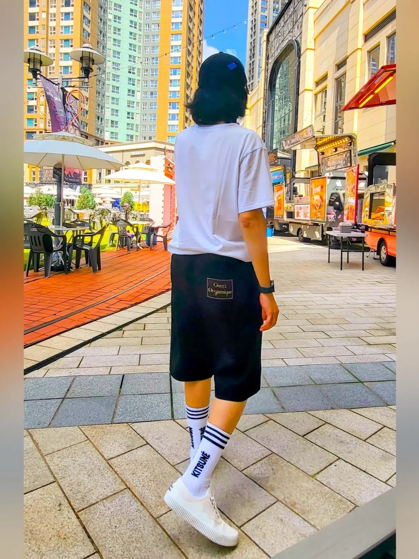 Maison Kitsune x Ader Error Meditation Fox Cap Black 착용 스타일 - 3