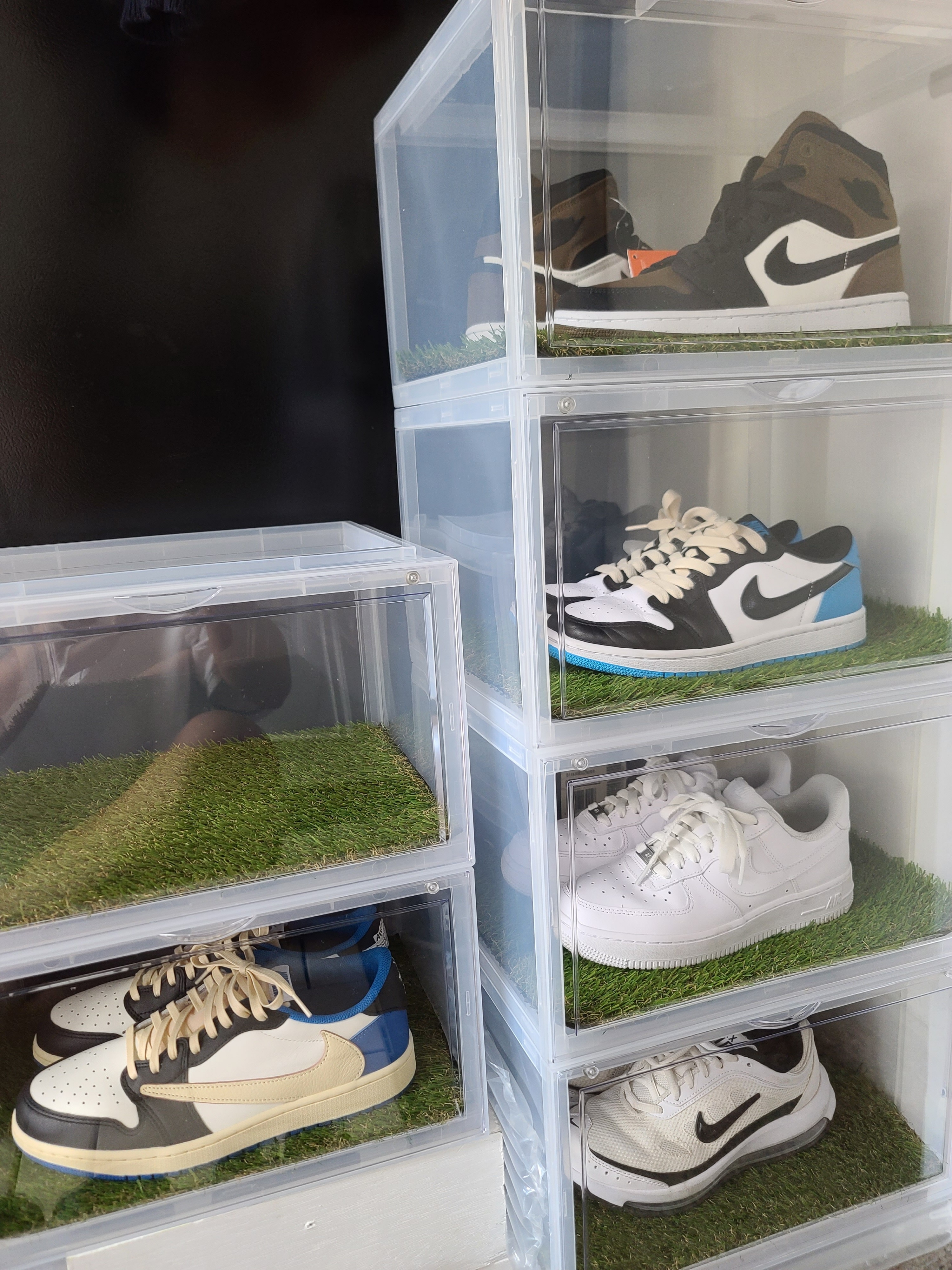 Jordan 1 x Travis Scott x Fragment Retro Low OG SP Military Blue, Jordan 1 Retro Low OG Black and Dark Powder Blue 착용 스타일