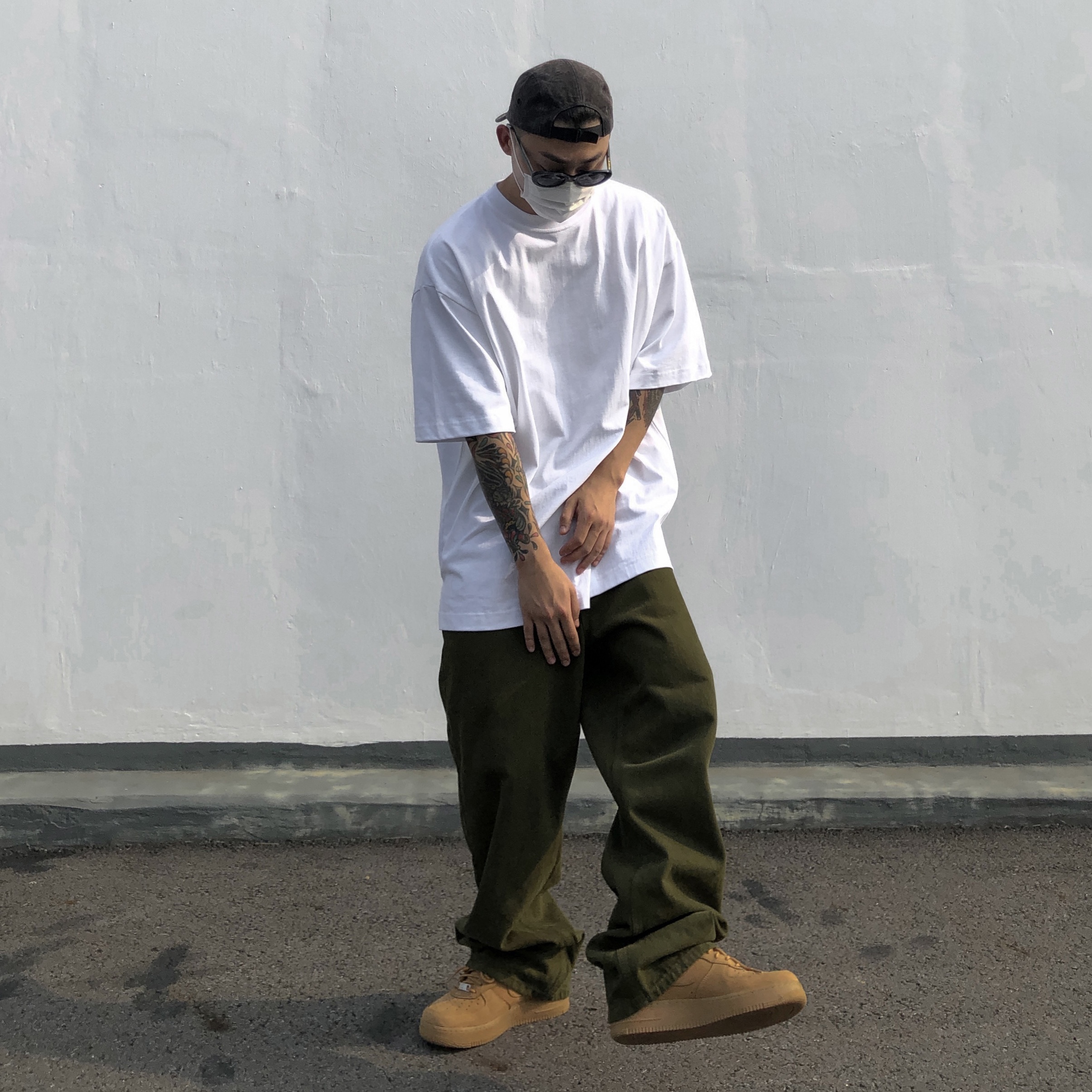 Nike x Supreme Air Force 1 Low Flax 착용 스타일 - 1