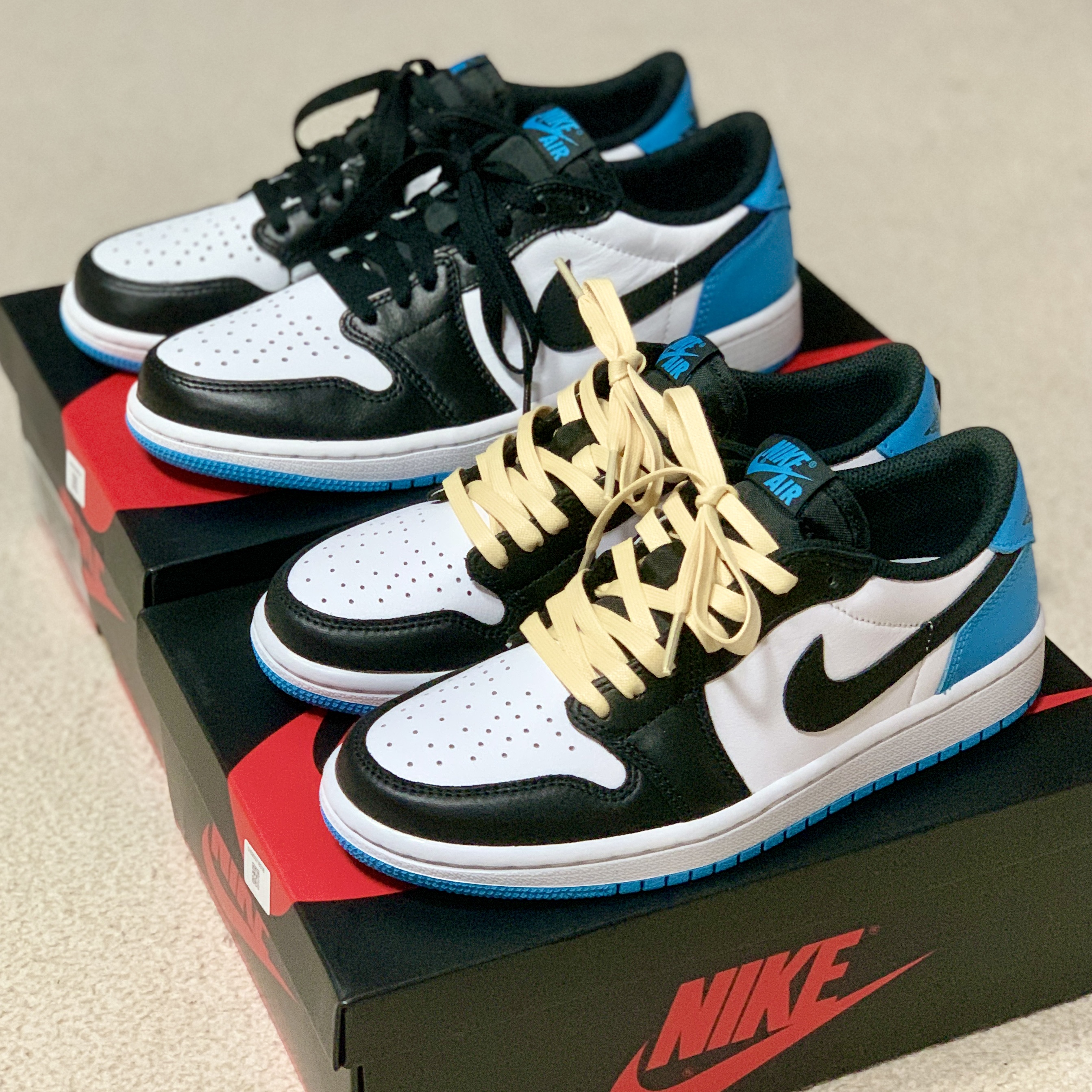 Jordan 1 Retro Low OG Black and Dark Powder Blue, (W) Jordan 1 Retro Low OG Black and Dark Powder Blue 착용 스타일 - 3