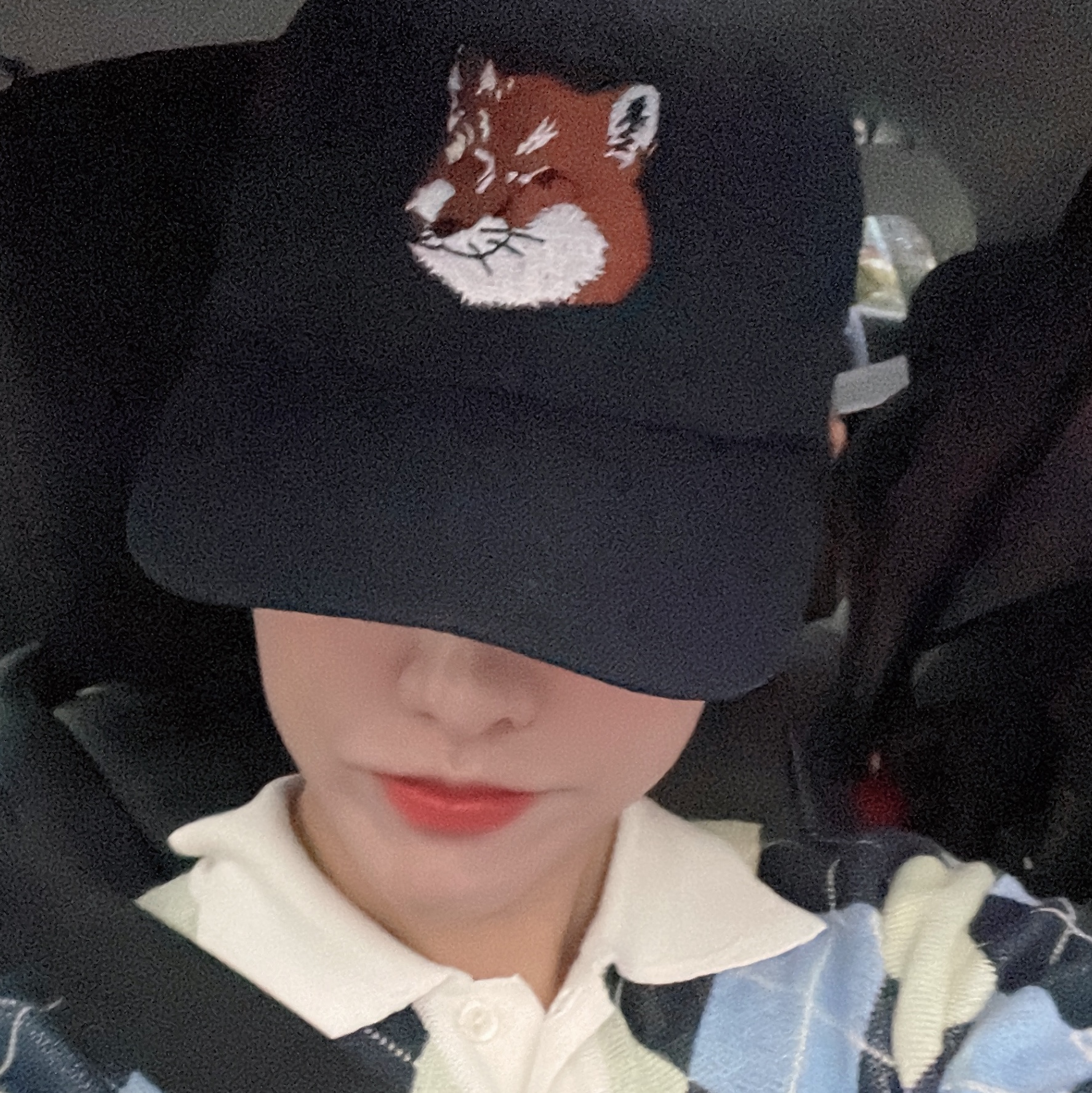 Maison Kitsune Large Fox Head Embroidered 6P Cap Navy - 21FW 착용 스타일