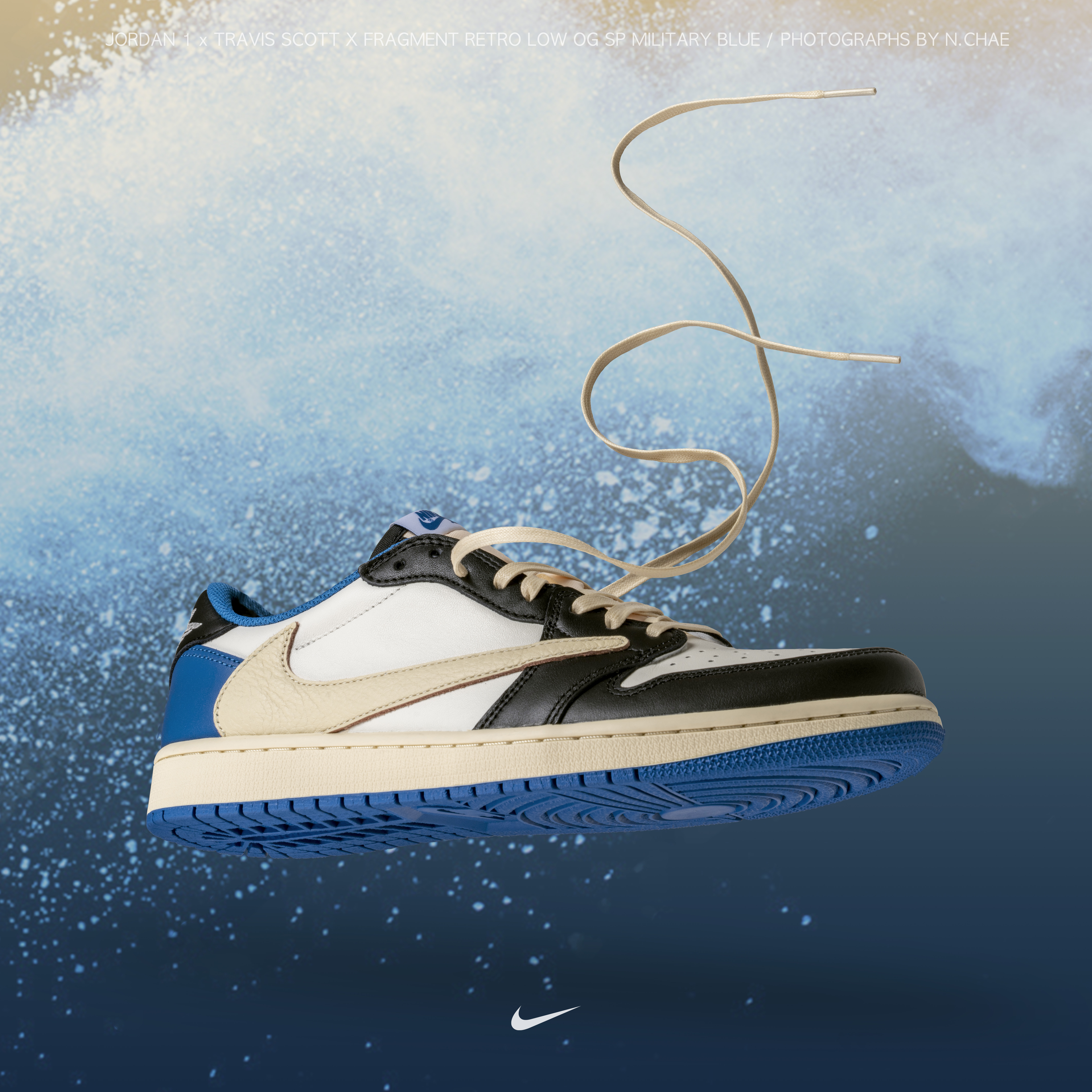 Jordan 1 x Travis Scott x Fragment Retro Low OG SP Military Blue 착용 스타일