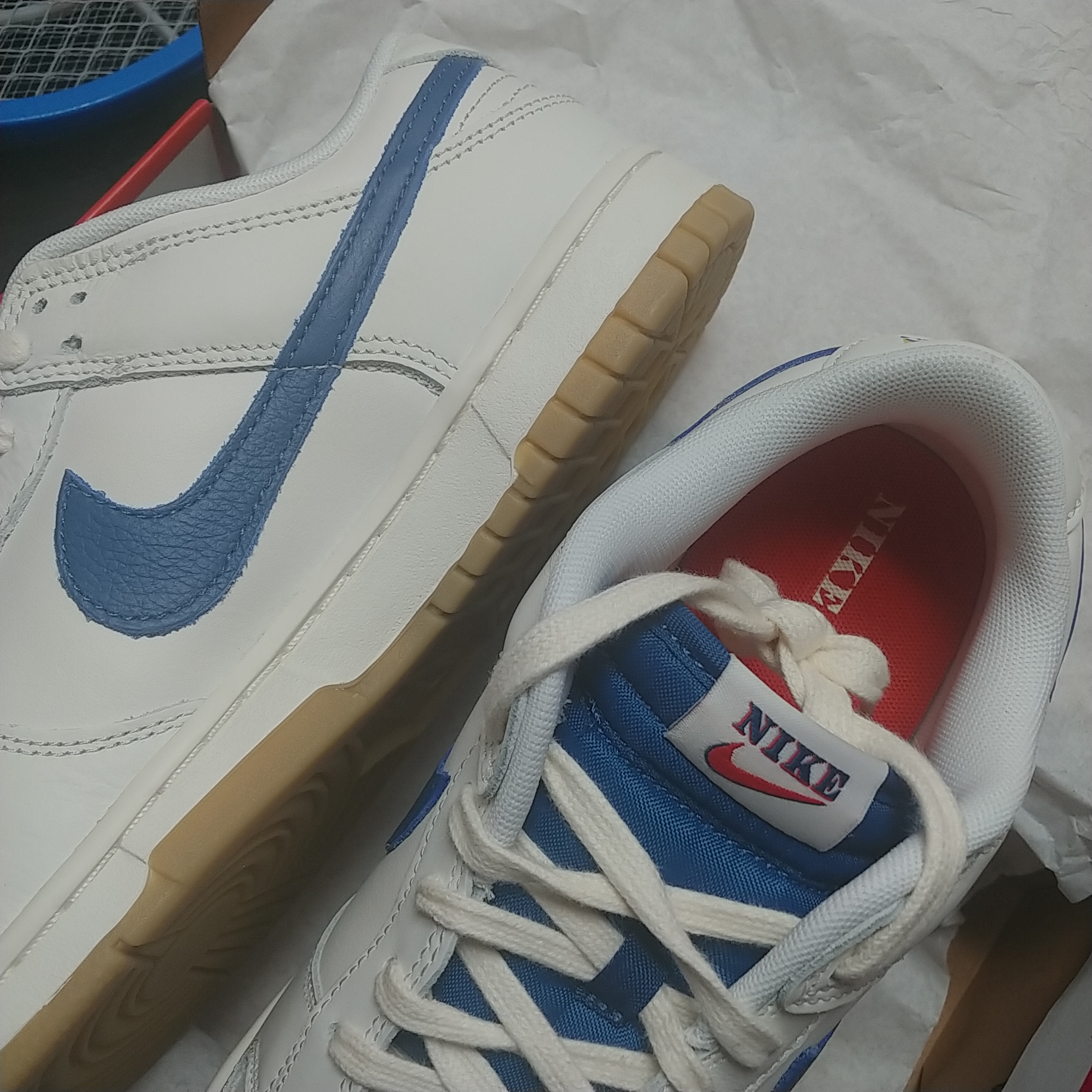 Nike Dunk Low SE Sail Dark Marina Blue 착용 스타일 - 2