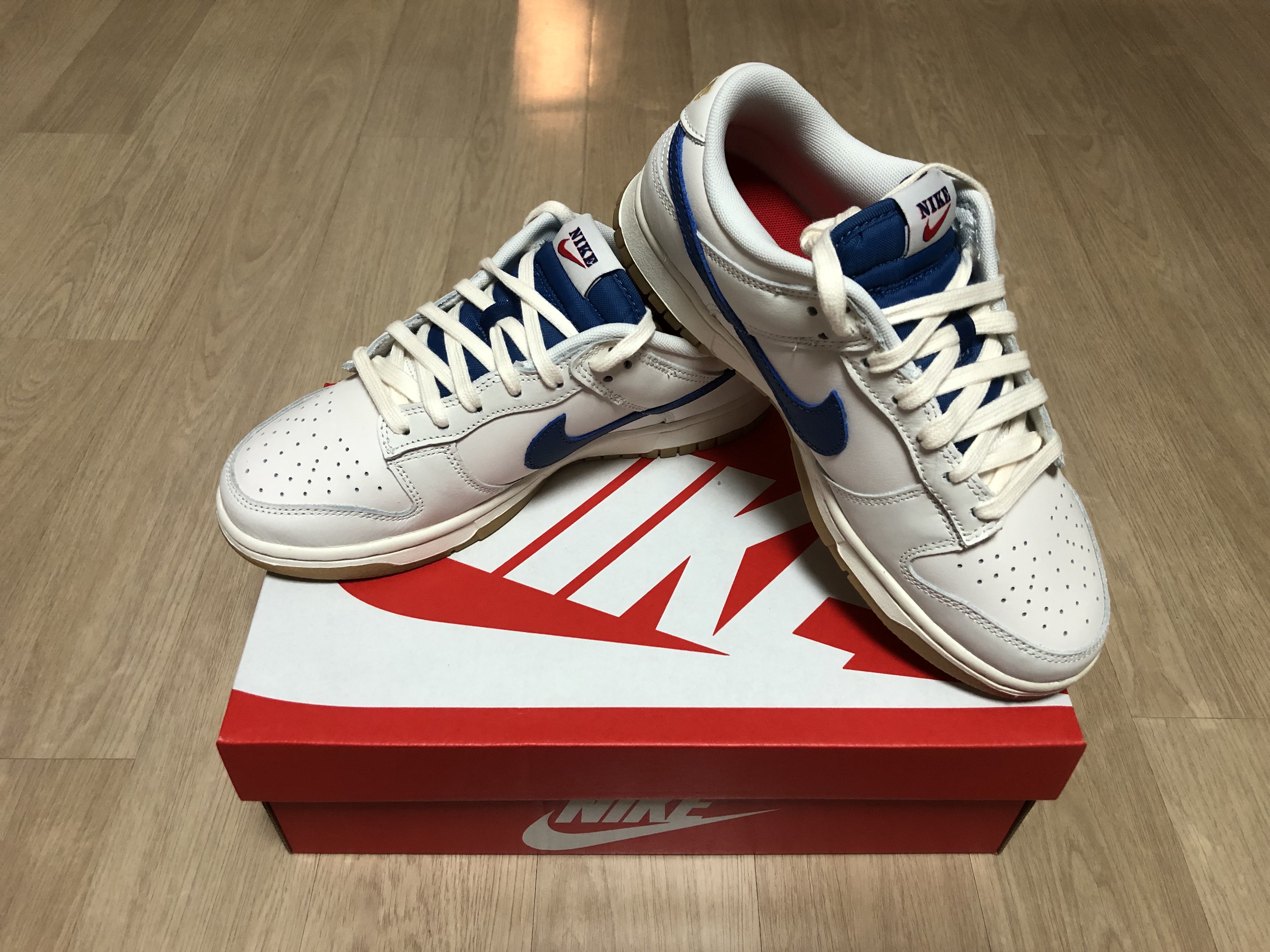 Nike Dunk Low SE Sail Dark Marina Blue 착용 스타일 - 1