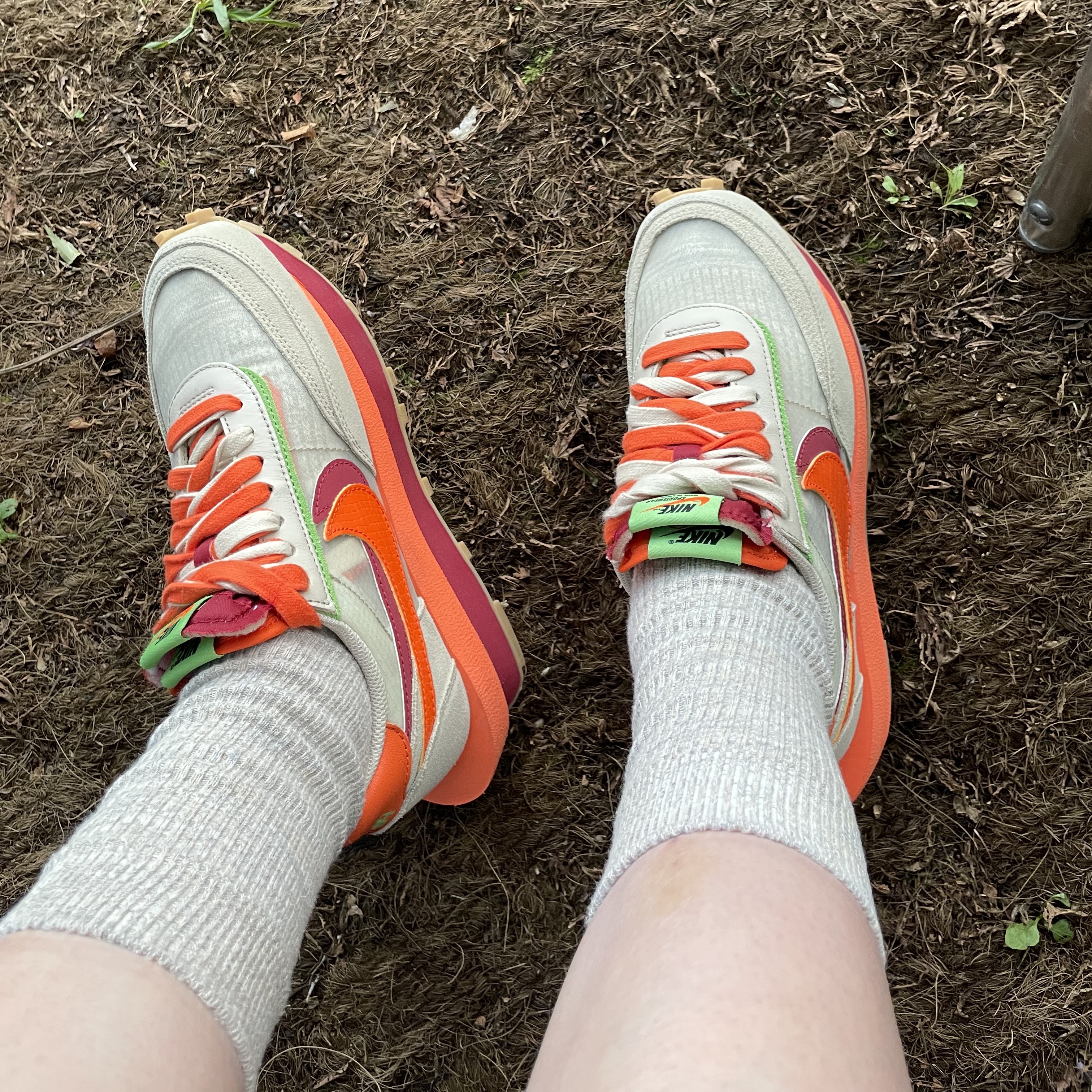 Nike x Sacai x Clot LDWaffle Orange Blaze 착용 스타일