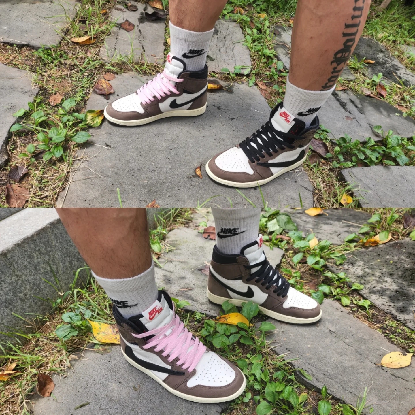 Jordan 1 x Travis Scott Retro High OG SP Mocha, Stussy Basic Cuff Beanie Black 착용 스타일 - 2