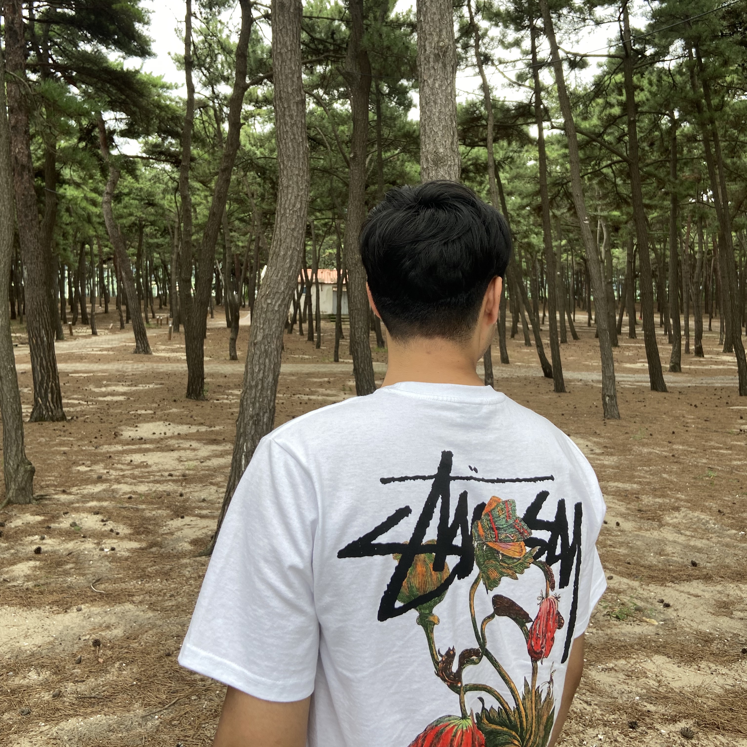 Stussy Withered Flower T-Shirt White 착용 스타일