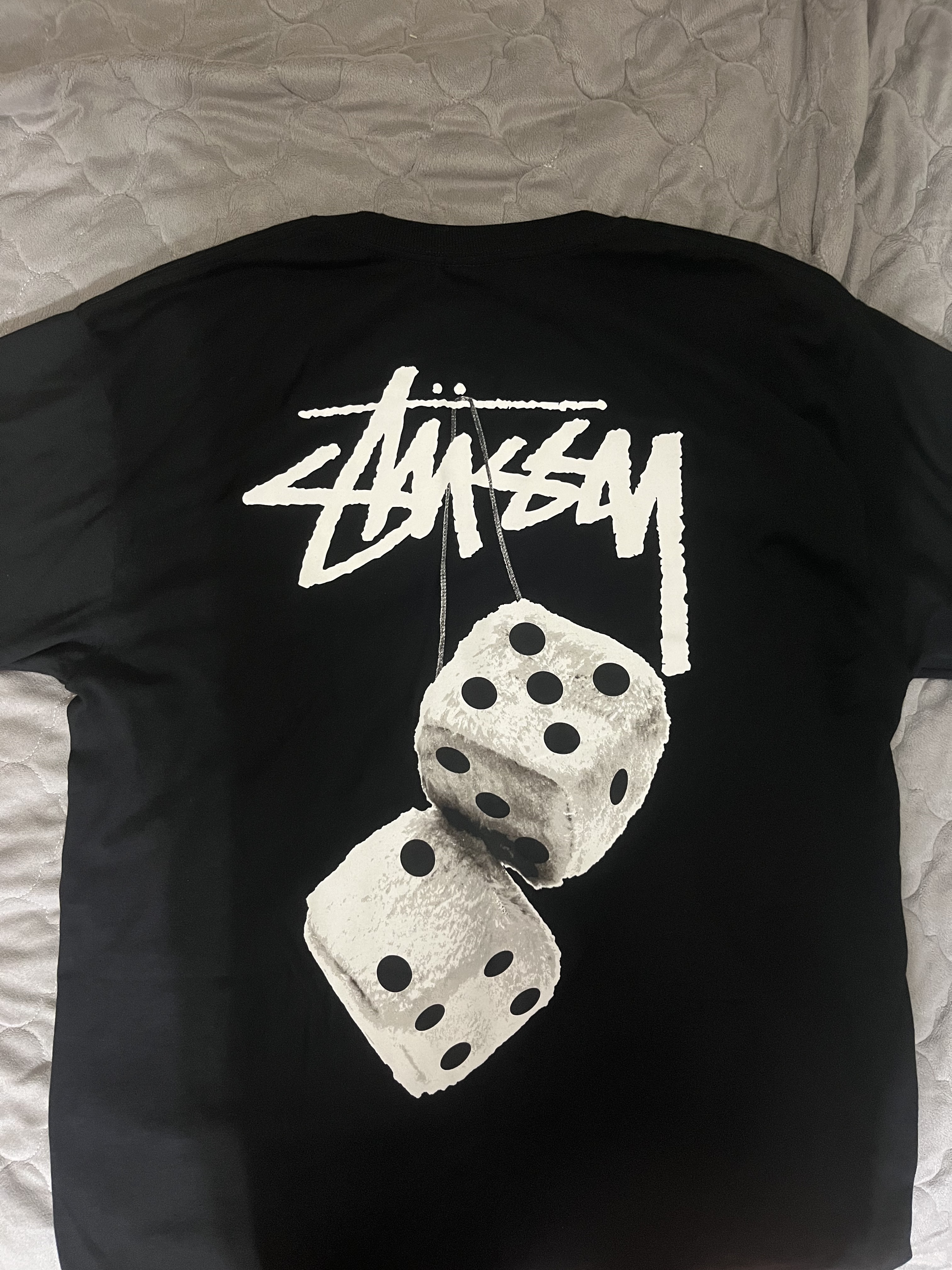 Stussy Fuzzy Dice T-Shirt Black 착용 스타일