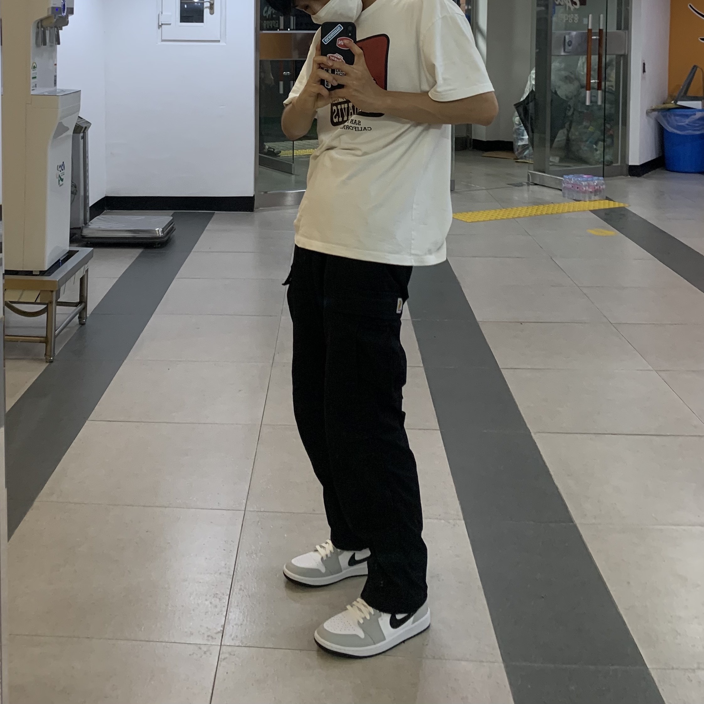 (W) Jordan 1 Mid Grey Fog 착용 스타일 - 1