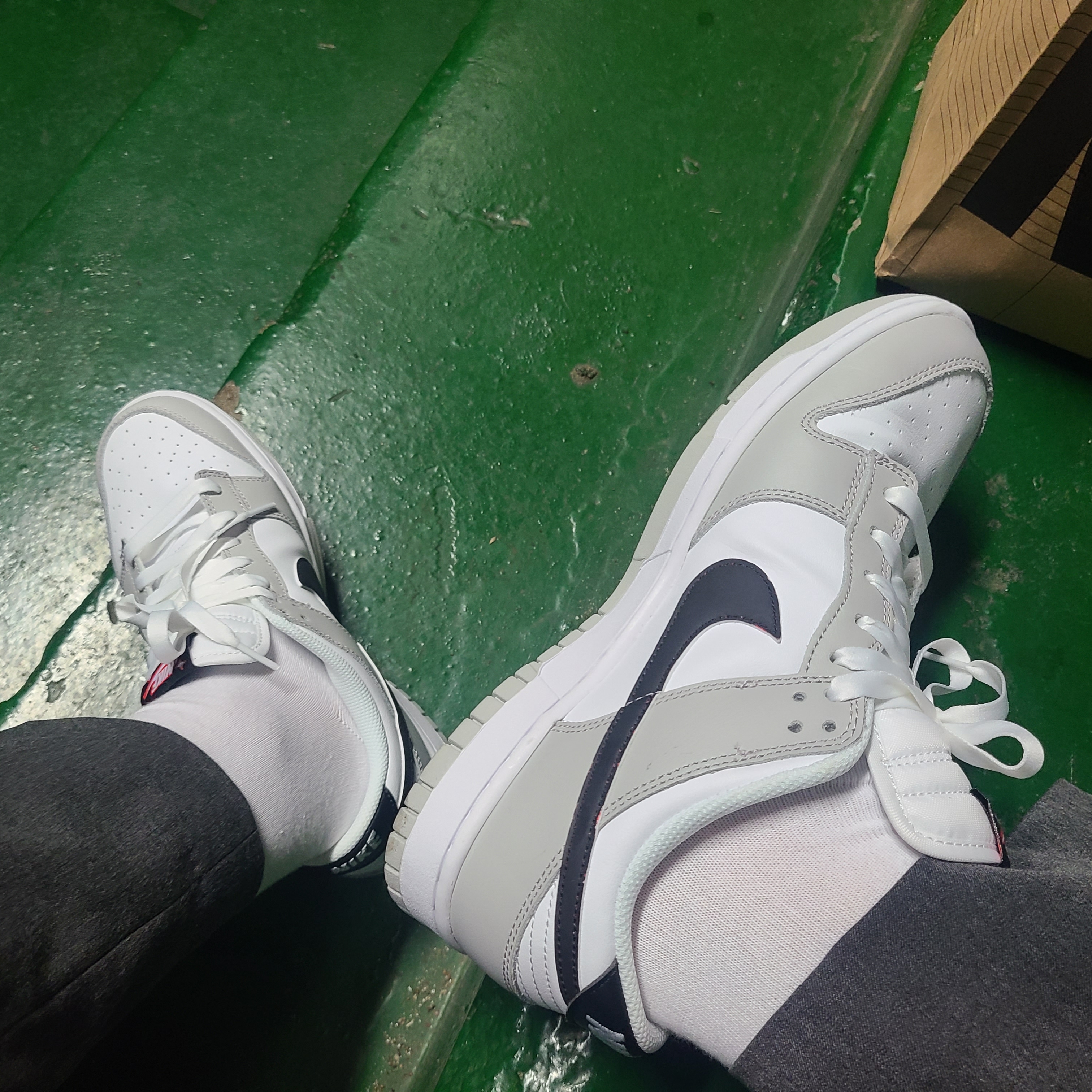 Nike Dunk Low Retro SE Jackpot Grey Fog, (GS) Nike Dunk Low SE Jackpot 착용 스타일 - 2