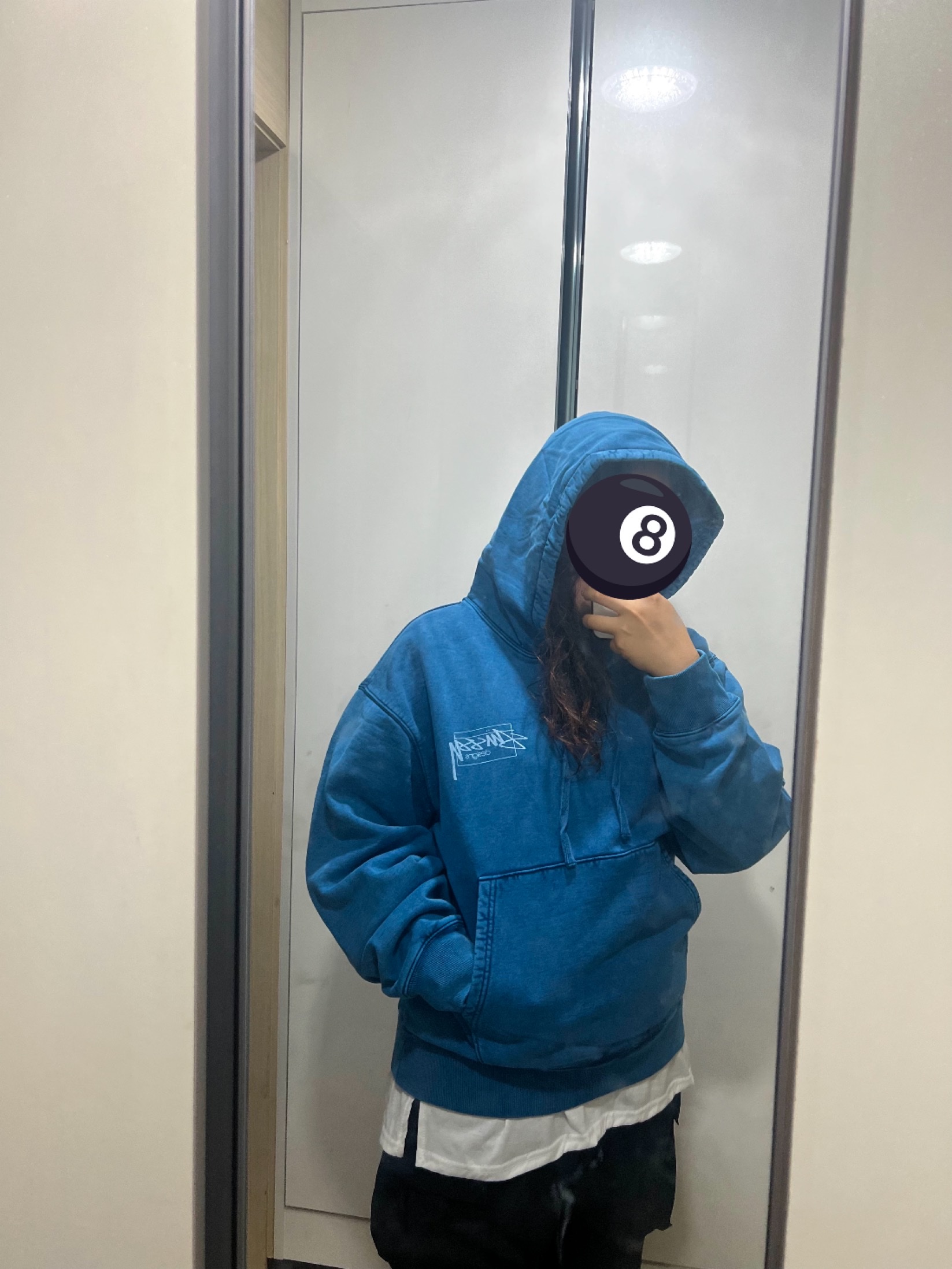 Stussy Dyed Stussy Designs Hoodie Blue 착용 스타일 - 1